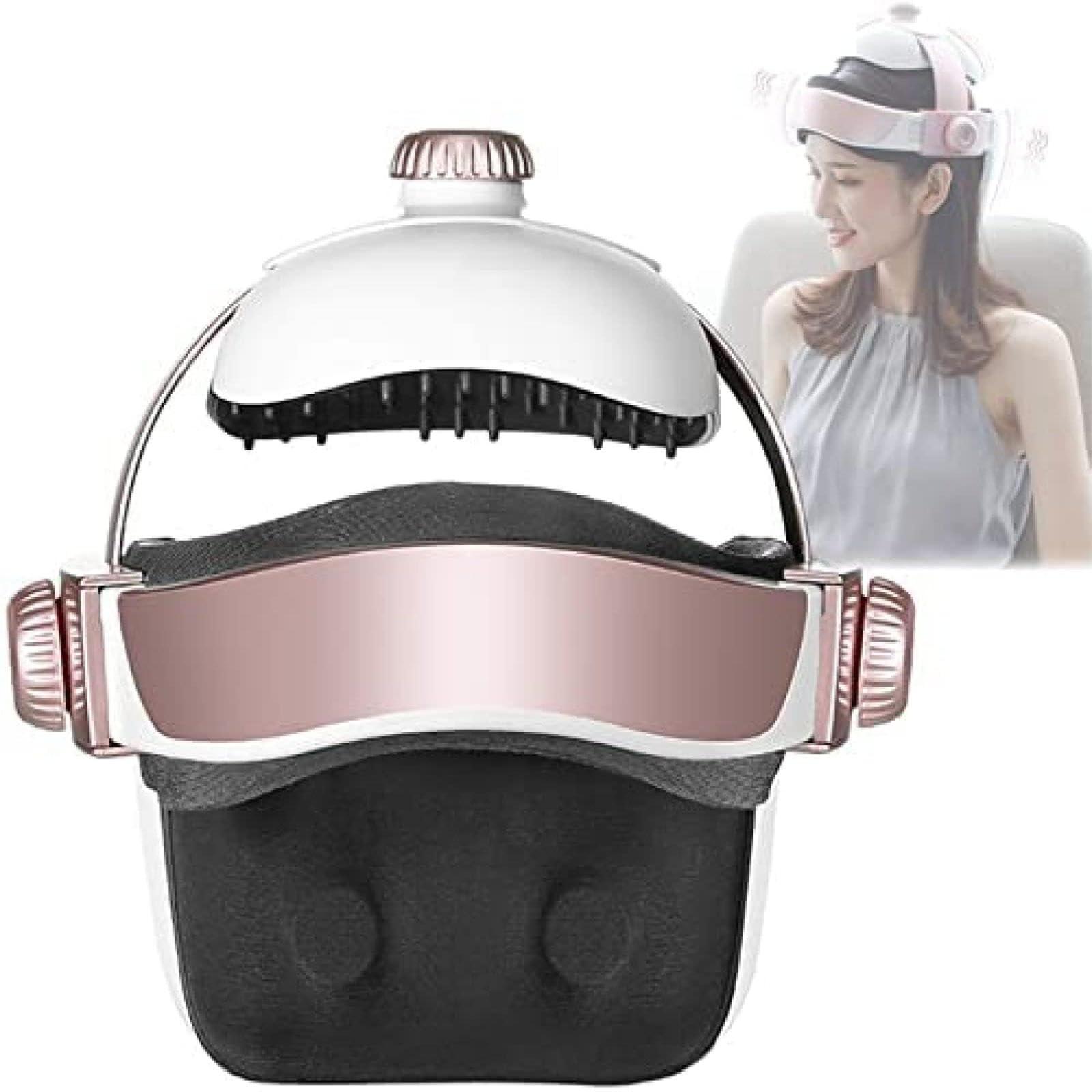 HEAXIY Electric Head Massager, Neck Massage Helmet with Heat, Kneading, Air Compression, Acupuncture Points Massager for Headache, Stress Relief, Deep Sleeping