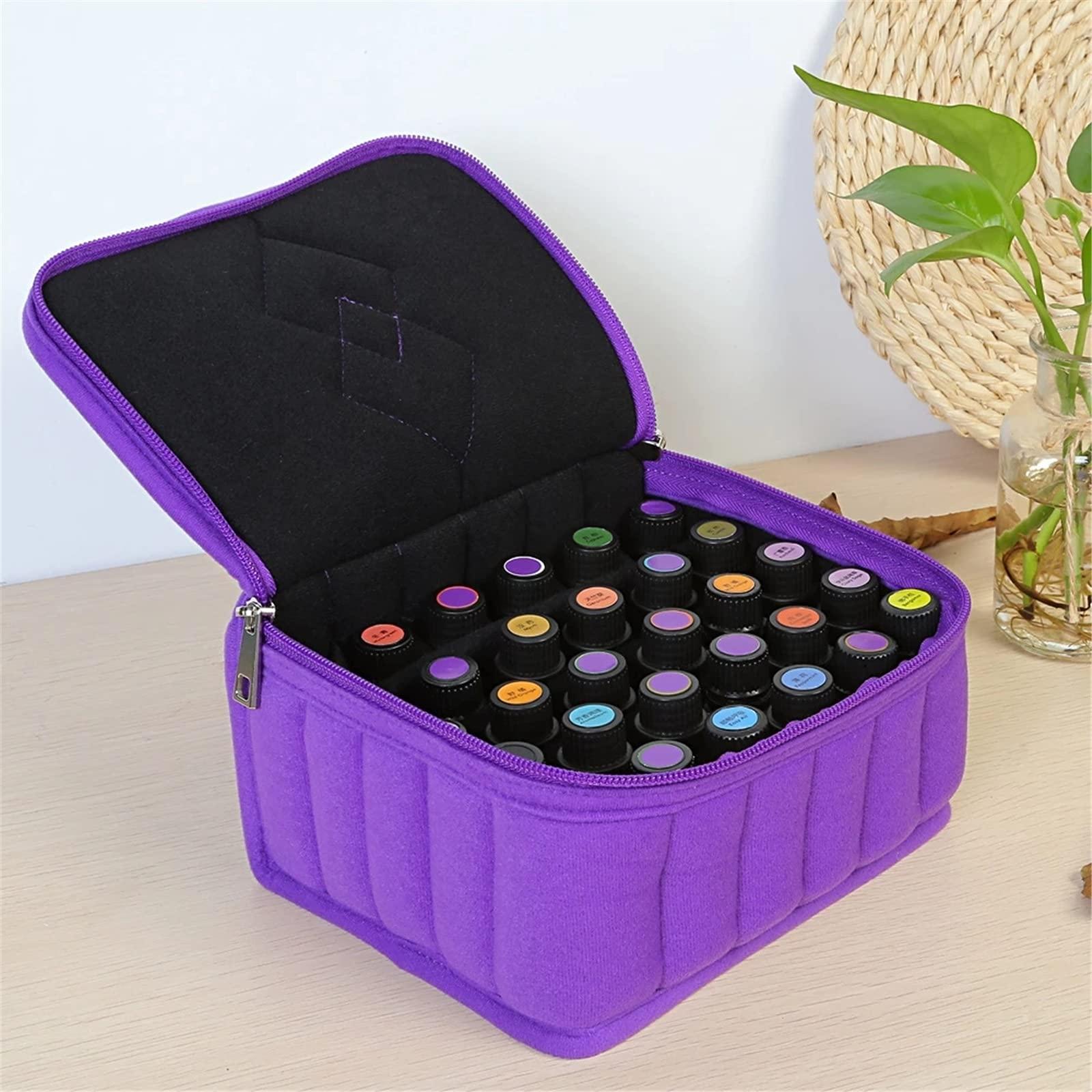 ChengBeautiful ChengBeautiful Essential Oil Storage Box Portable 30 Bottles Of 15ml Essential Oil Storage Bag Essential Oil Storage Box Cotton Storage Bag (Color : Purple, Size : 20x11x17.5 cm)