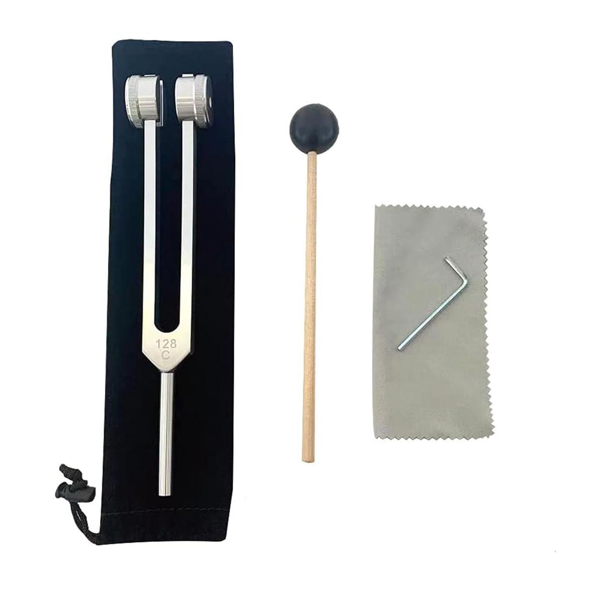 LeSage LeSage Otto 128 HZ Biosonics Weighted Tuning Fork Diapason Medical 128 hertz Tuning Forks for Healing 128HZ Sonic Slider with Silicone Hammer Cleaning Cloth
