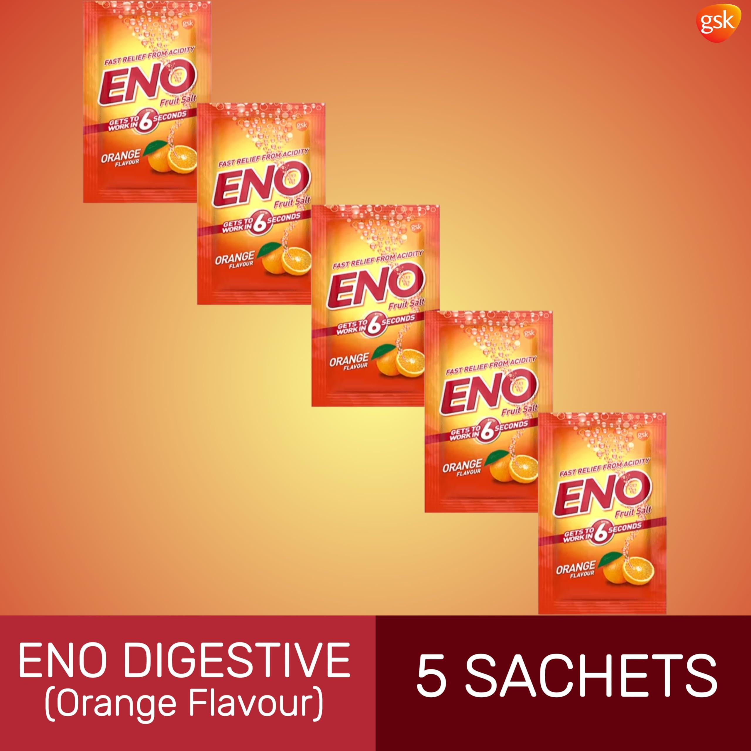 CAEMORA Eno Fruit Salt Antacid- 5g Sachets- Variety Pack - Regular x 5, Lemon x 5, Orange x 5, Cola x 5 = Total 20 sachets |