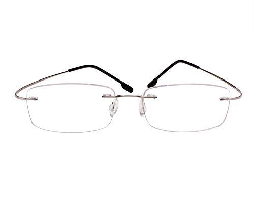 Agstum Agstum Memory Titanium Rimless Flexible Hingeless Reading Glasses (Silver, 3.50)