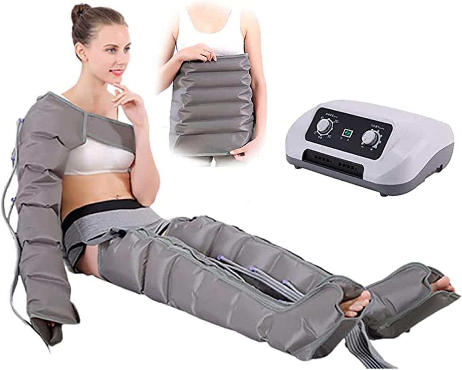 YUNYHAO 6 Chamber Lymph Drainage Leg Massager, Electric Leg Air Compression Massager For Circulation Of Arms Legs Waist, Wrapping Ankles And Calf Massage Machine For Pain Relaxation ( Color : Grey , Size : Ma