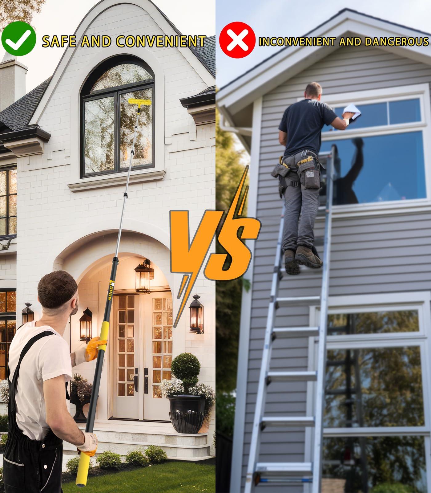 Opow 20 Foot High Ceiling Duster Kits with 5-12ft Heavy Duty Extension Pole, High Reach Duster for Cleaning,Microfiber Feather Duster,Cobweb Duster,Ceiling Fan Duster,Window Squeegee & Cleaner