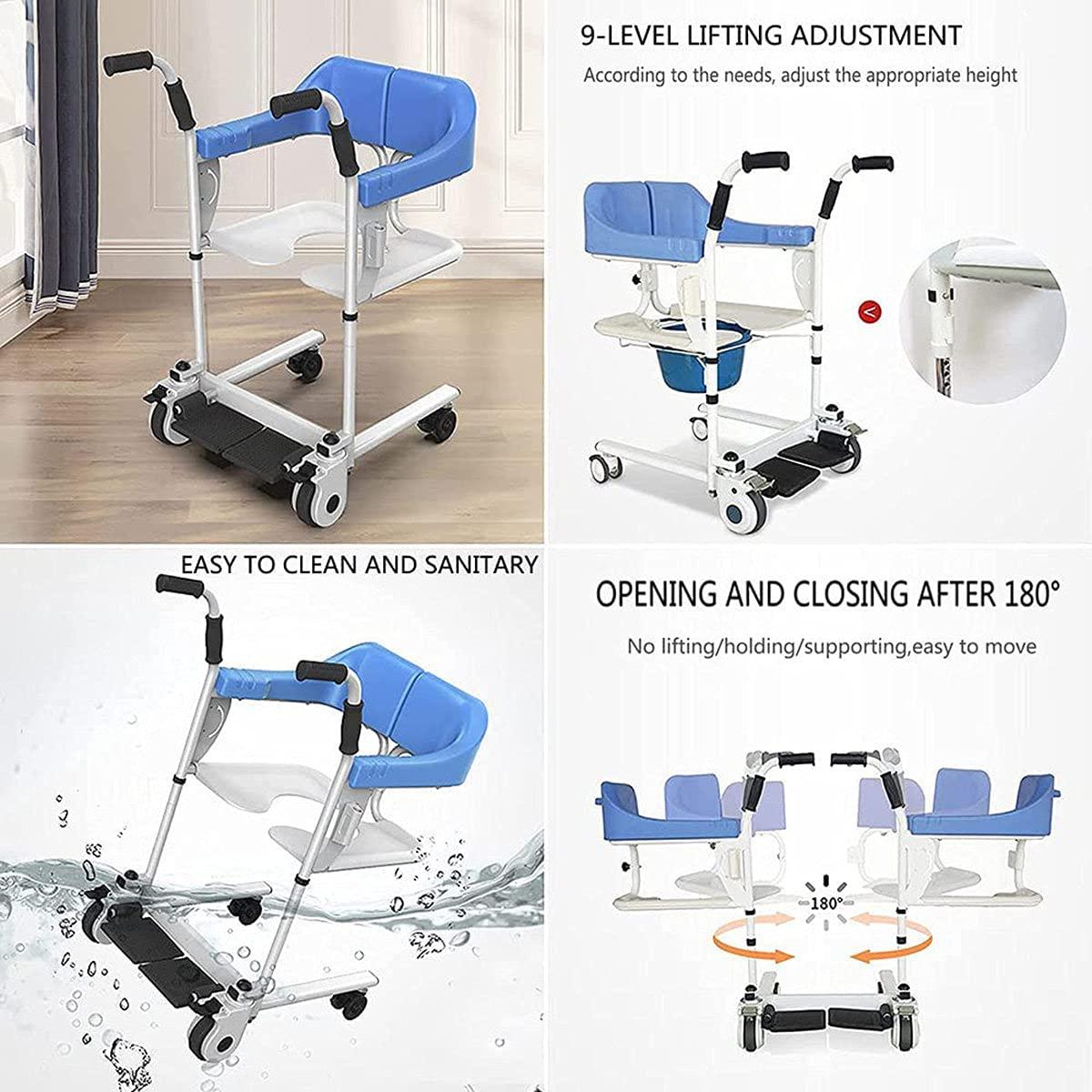 Taifuan Patient Lift and Transfer Chair, Bathroom Wheelchairs,Patient Transfer Chair,Seated Patient Lift,360 Degree Universal Wheel,Home Shifter for Nursing Paralyzed Elderly,Disabled People Manual Wheelchair