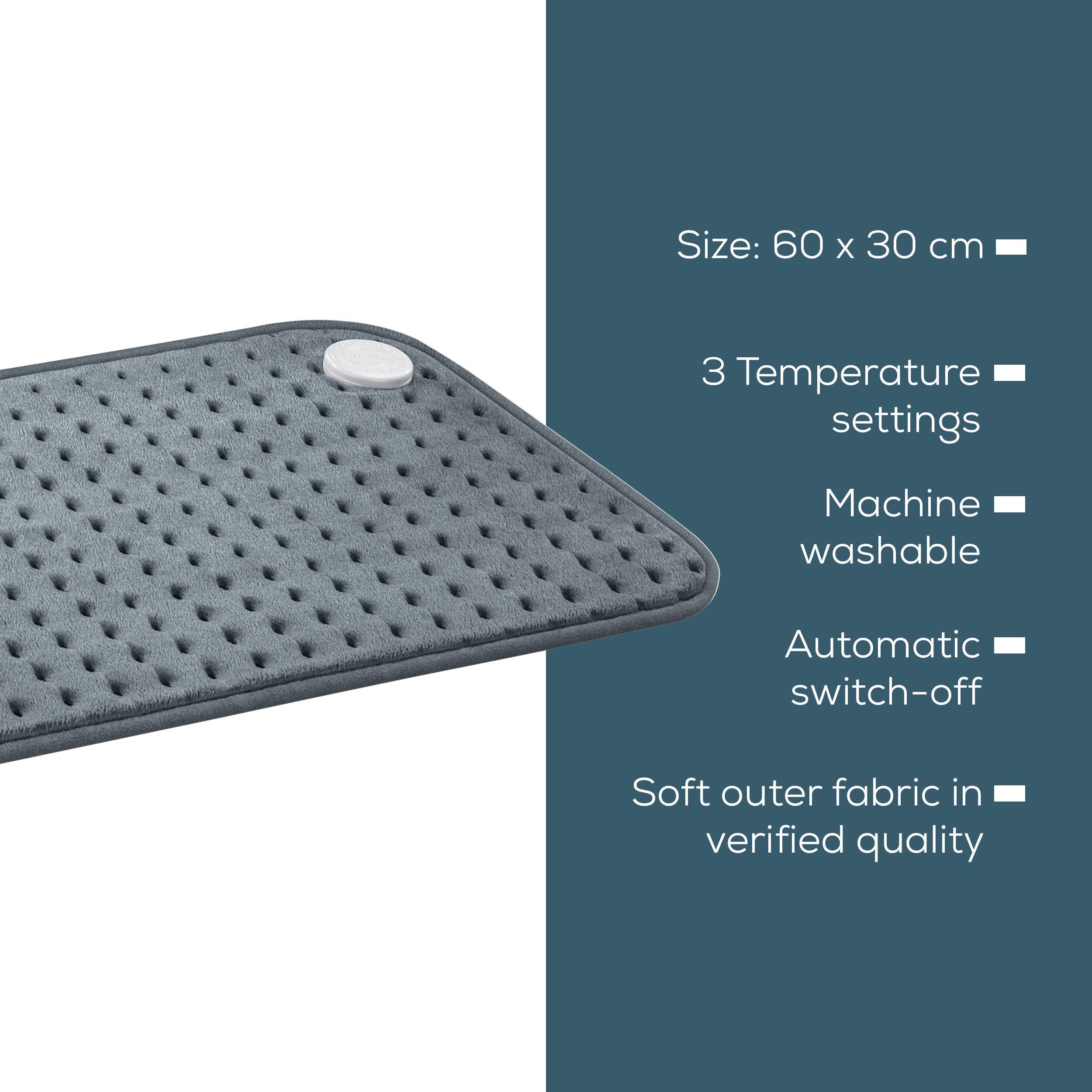 Beurer Beurer HK123 XXL Heat Pad, Longer Electric Pad For Even More Comforting Warmth And Relaxation, 3 Temperature Settings & Automatic Switch-Off, 60 x 30 cm
