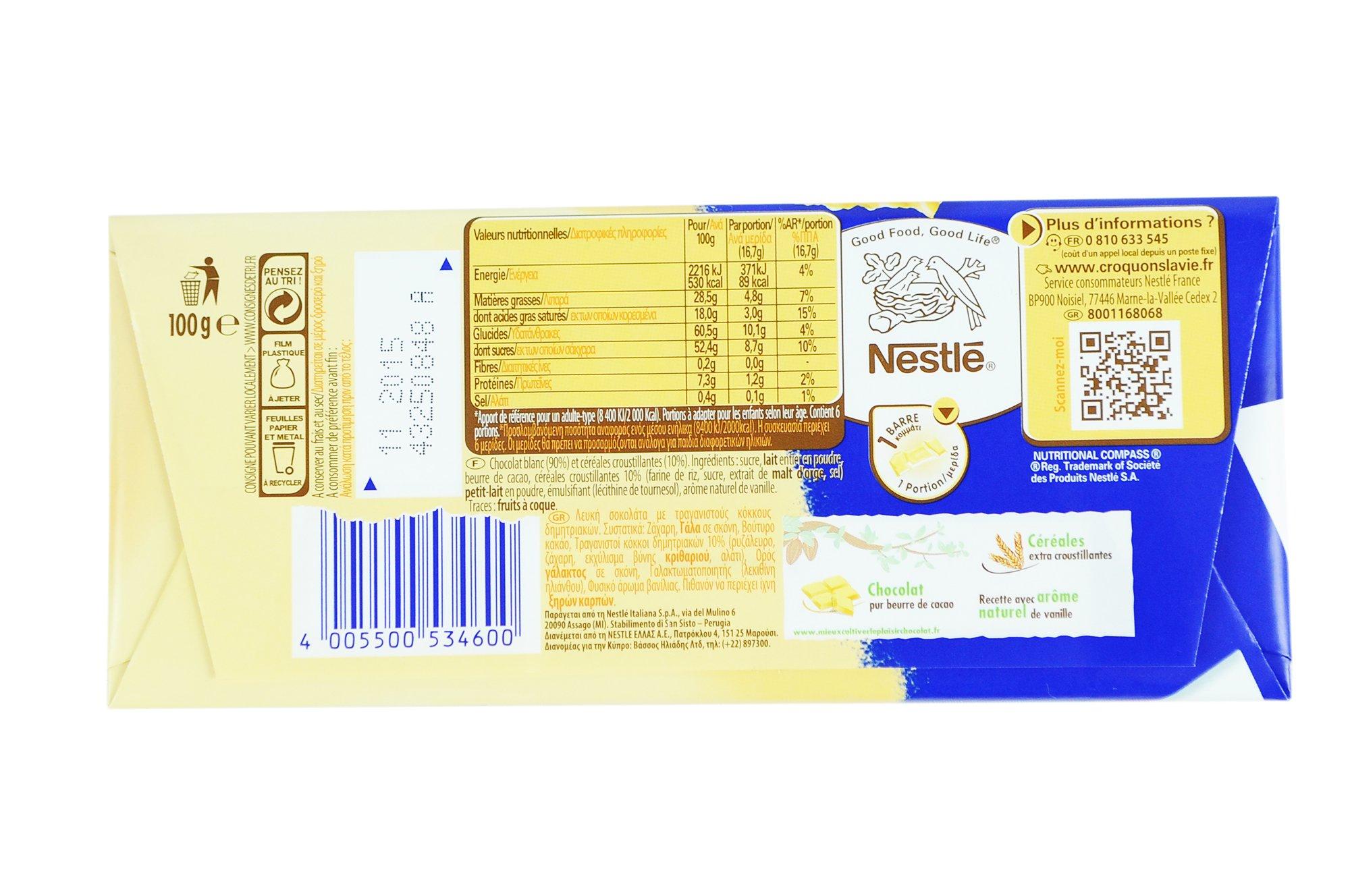 Nestl NESTLE CRUNCH WHITE Chocolate & CRISPED RICE - 8 x 100 gr Pack