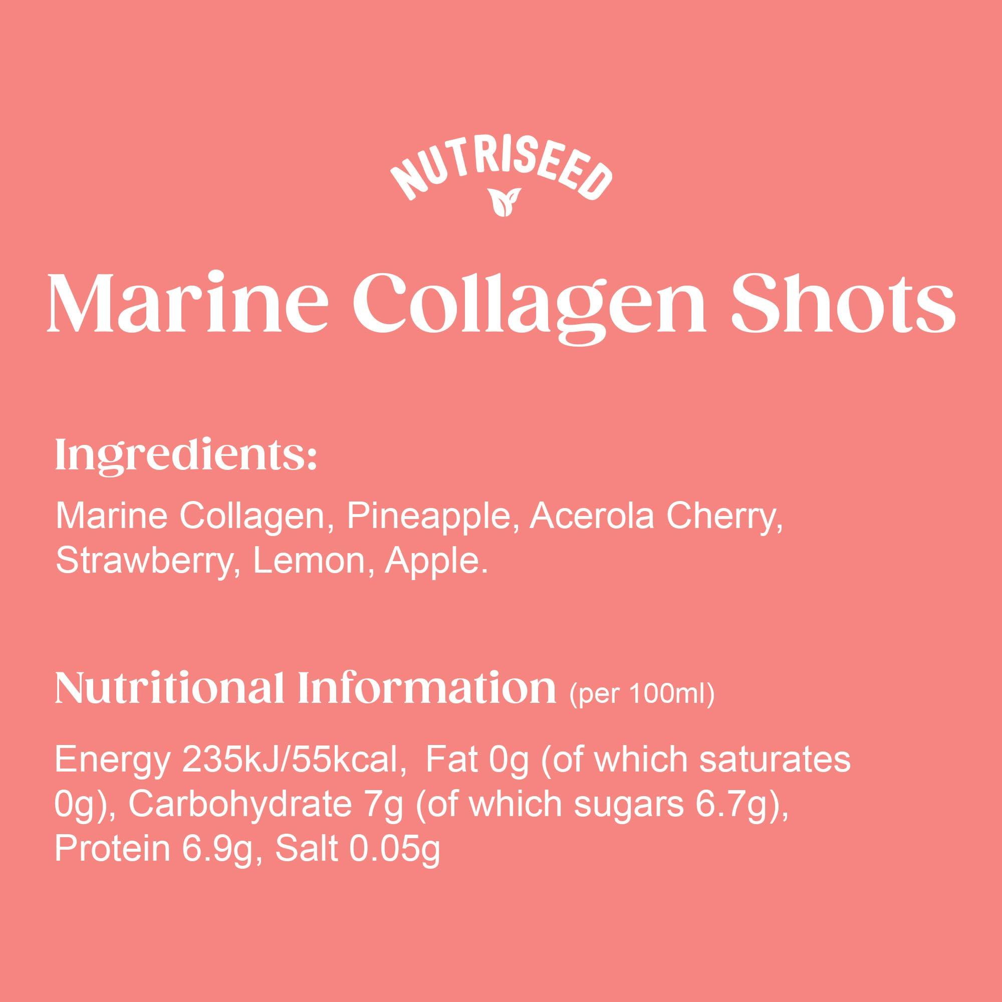 Nutriseed Nutriseed Collagen Shots (30 x 60ml) - High Strength 5000mg Marine Collagen Blended with Pineapple, Acerola Cherry, Strawberry, Lemon and Apple, Vitamin C, Collagen Supplement for Hair, Skin & Nails