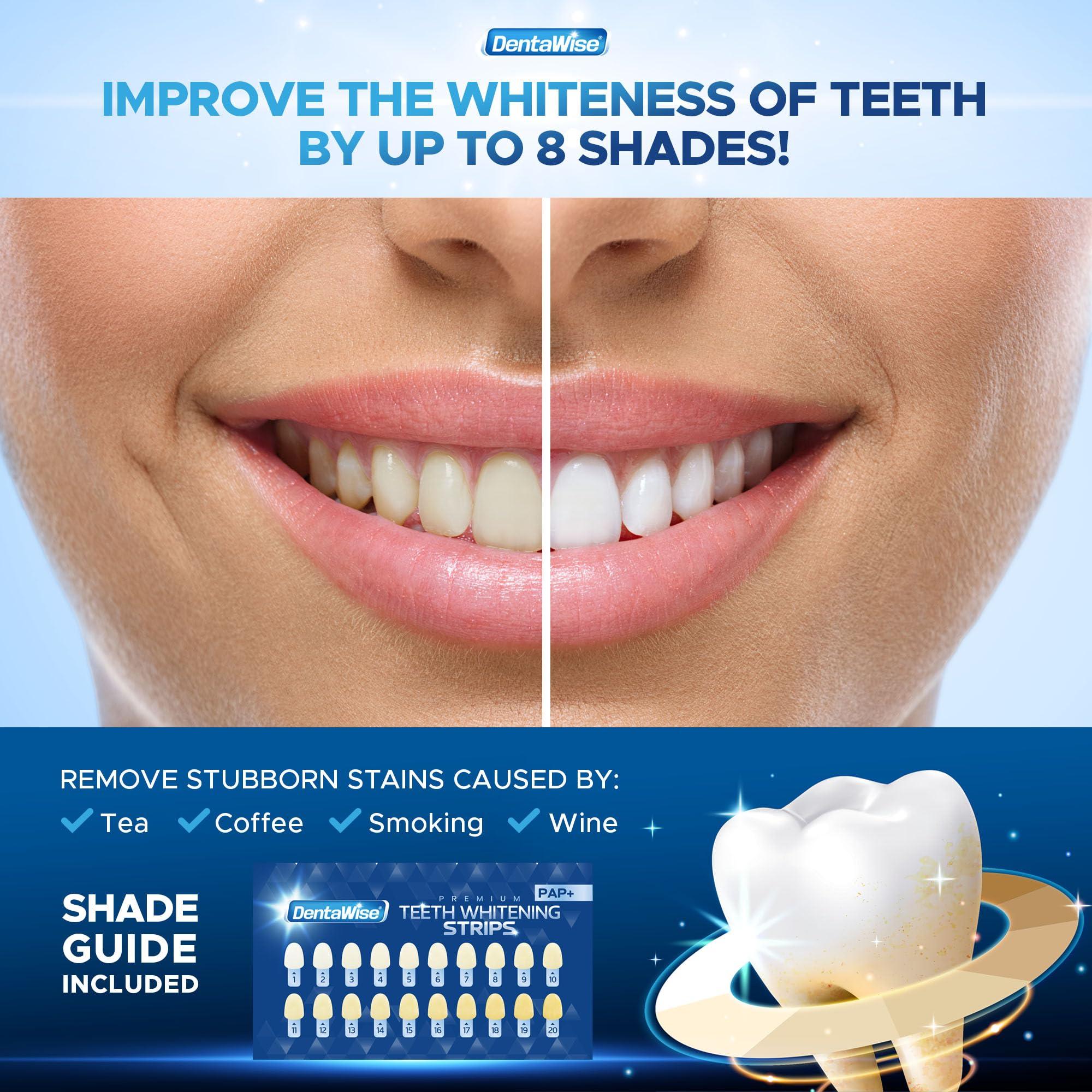 DentaWise DentaWise Premium Teeth Whitening Strips 21 Treatments 42 Pap Whitening Strips with Shade Guide Non-Sensitive Peroxide-Free Formula Easy to Use and Enamel Safe Formulated by Experts