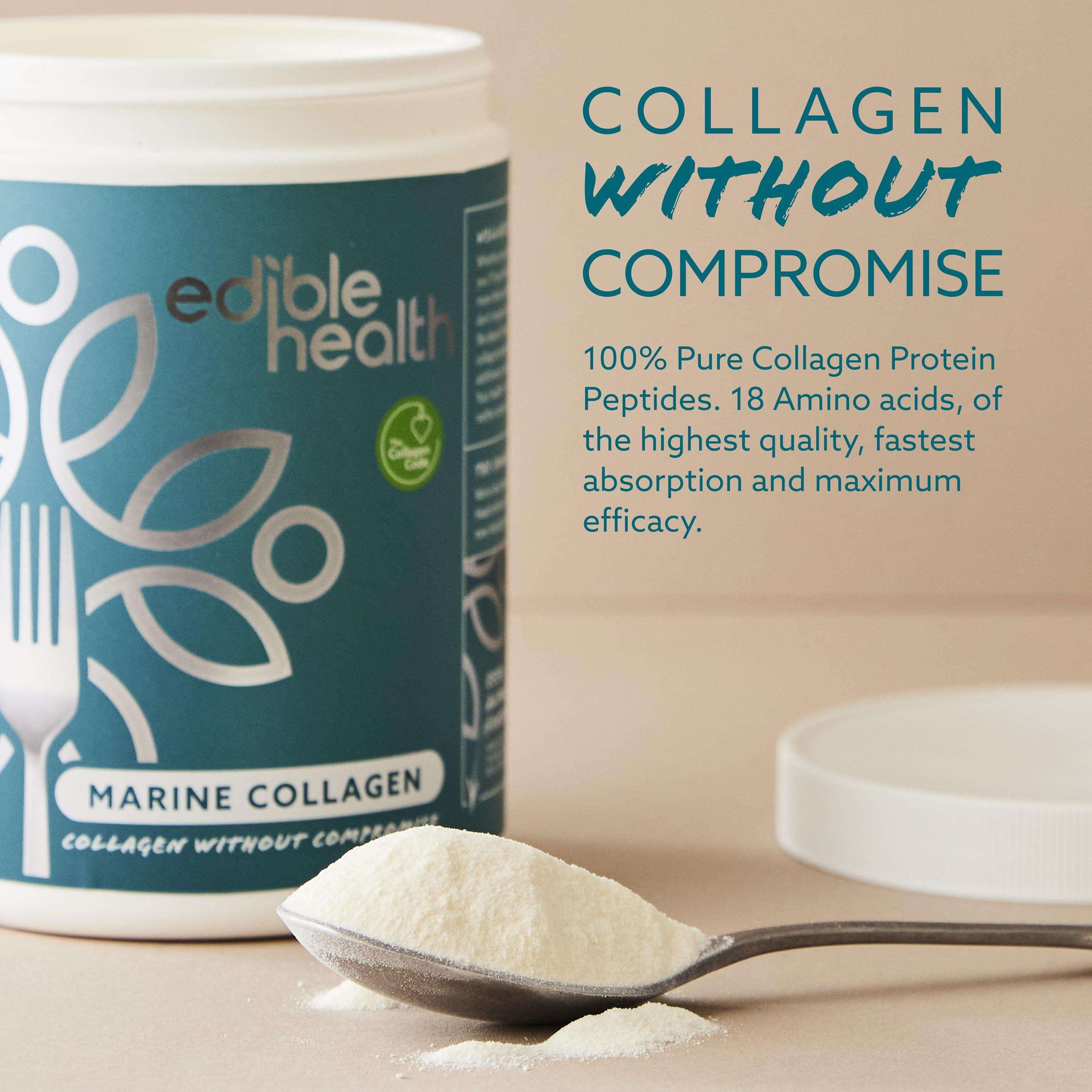 Edible Health High Protein Marine Collagen Powder, Collagen Supplements Regeneration, Quality Collagen Powder Supplement, Collagen Peptides for Diet and Everyday, Carb Free Marine Collagen, 400g Tub,30 Day Supply