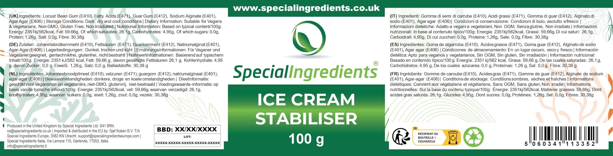 SPECIAL INGREDIENTS Special Ingredients Ice Cream Stabiliser and Improver 100g - Vegan, Non-GMO, Gluten Free Recyclable Container