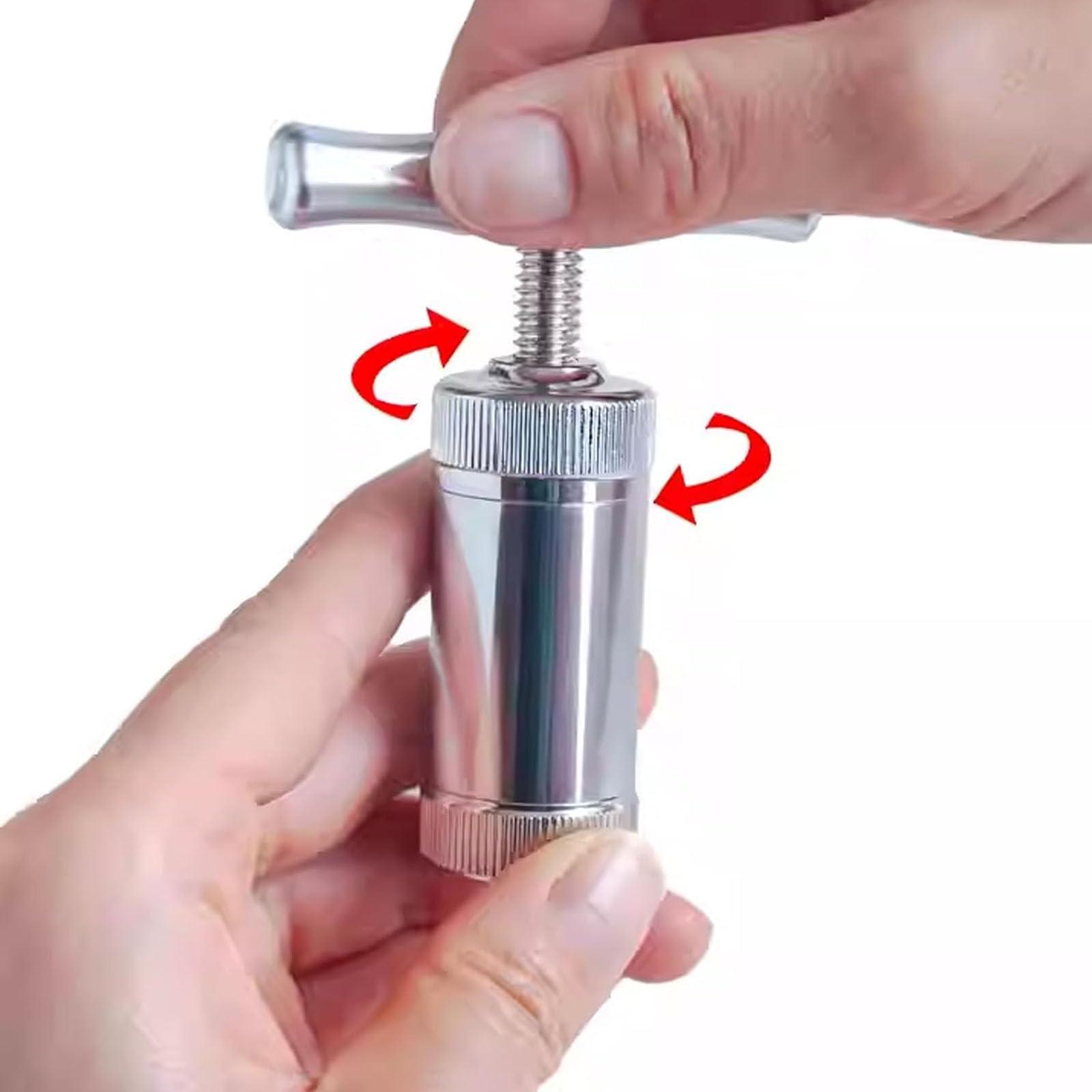 Rainorning Rainorning Rotary Manual Pill Crusher, 304 Food Grade Stainless Steel Medicine Vitamins Grinding Powder Hand Tool Tablet Pressing Machine (Silver)