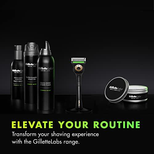 Gillette Gillette Labs Men\'s Razor + 1 Razor Blade Refill, with Exfoliating Bar, Includes Premium Magnetic Stand, Black & Gold Edition
