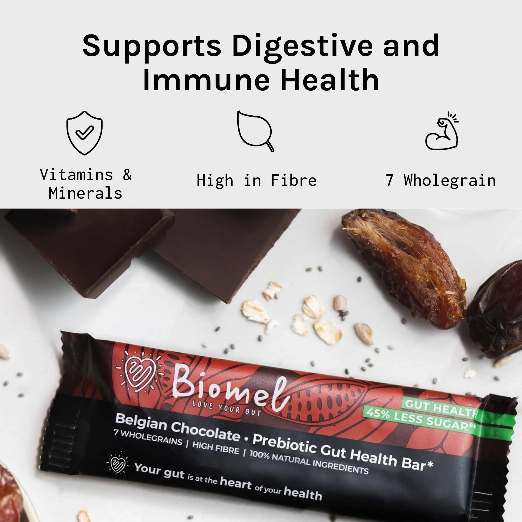 Biomel Biomel Prebiotic Cereal Bars | Gut Health | High Fibre | 45% Less Sugar | 12 Bars (Chocolate Hazelnut)