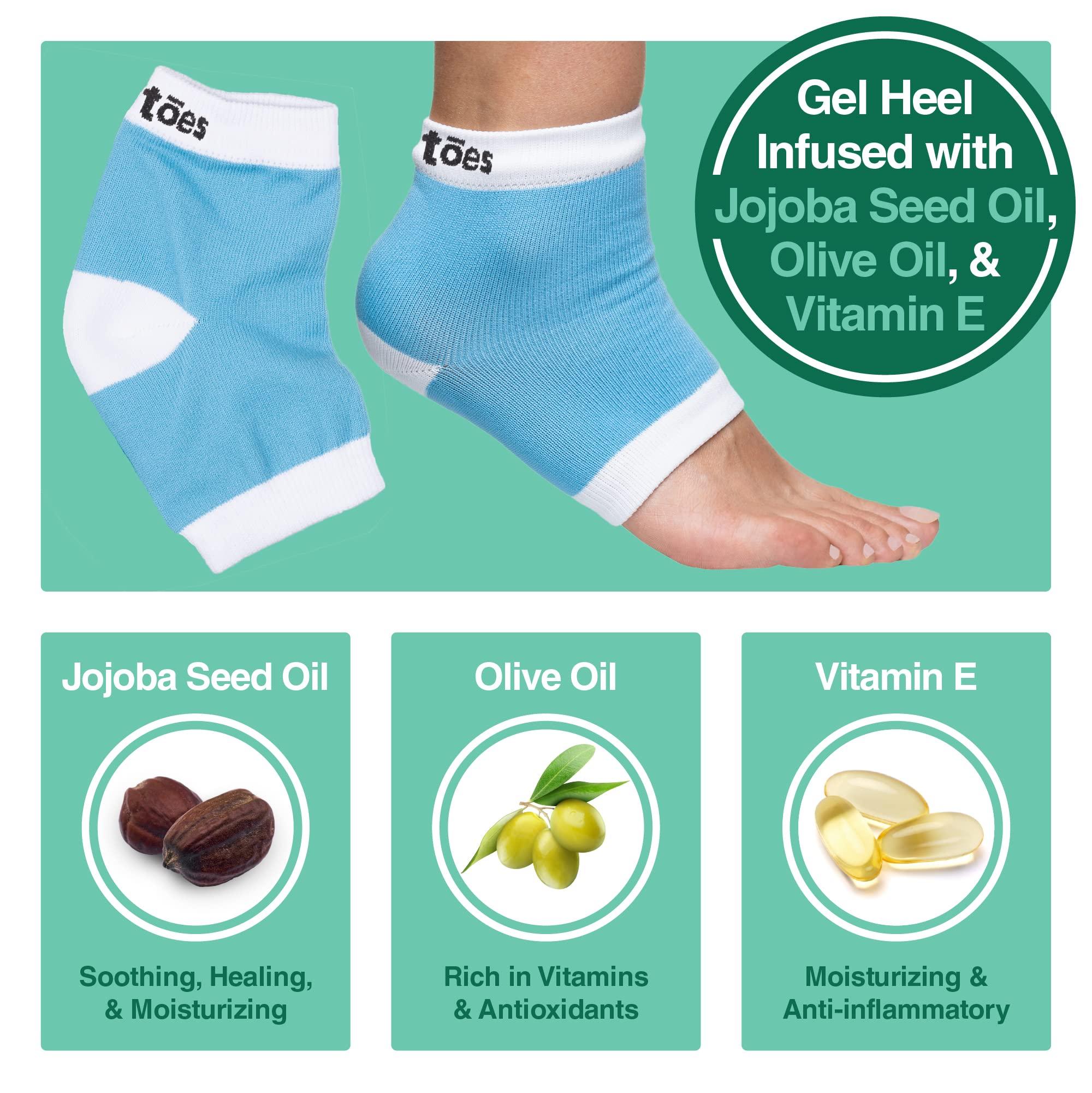 ZenToes ZenToes Moisturizing Heel Socks 2 Pairs Gel Lined toeless spa Socks to heal and Treat Dry, Cracked Heels (Cotton, Blue)