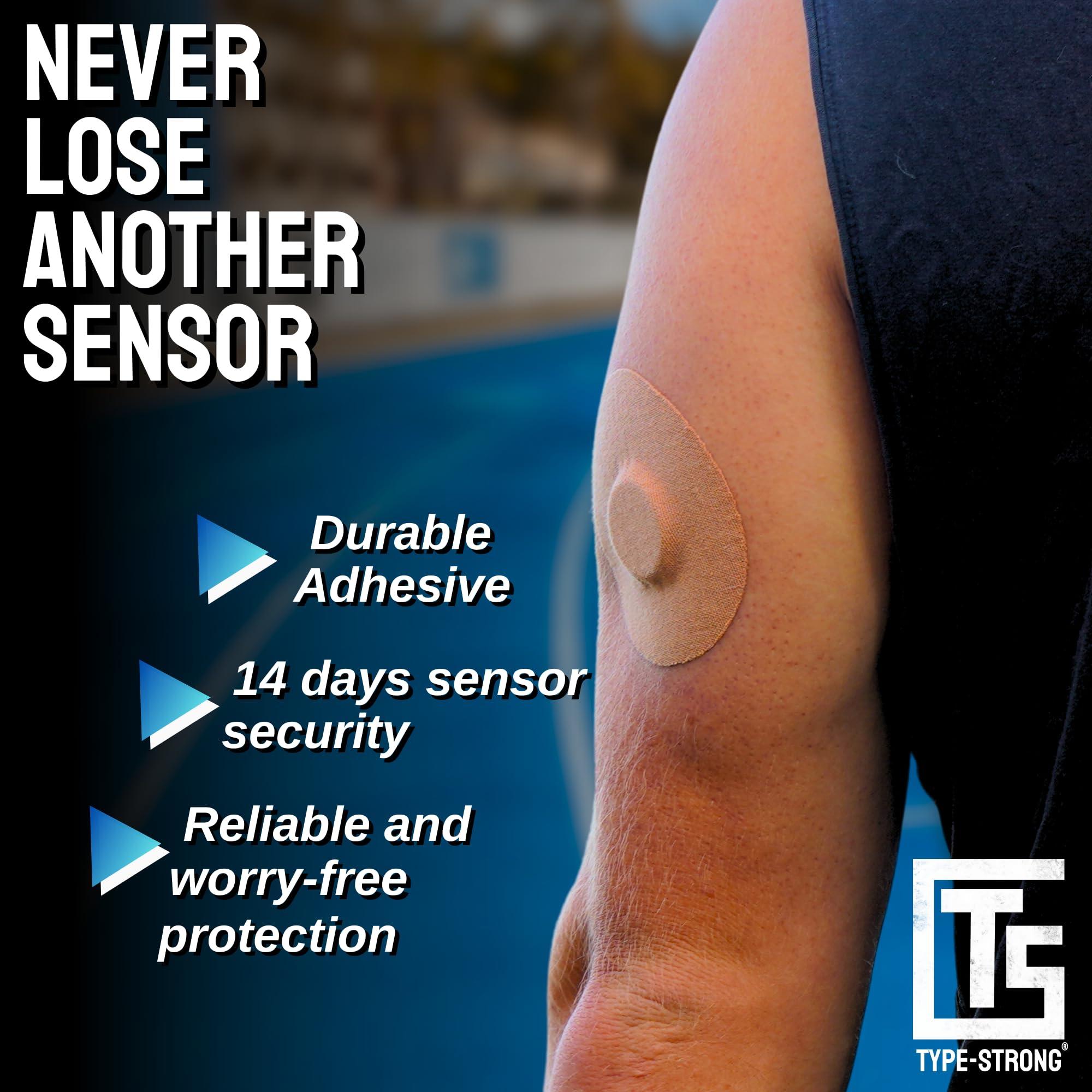 Type Strong Type Strong Adhesive Patches for Freestyle Libre 3 Sensor Covers, Libre 2, Dexcom G7, Medtronic Guardian. Pre-Cut for Sensitive Skin, Waterproof, Sweat-Resistant. 10-14 Days Protection. 20 Pack, Tan