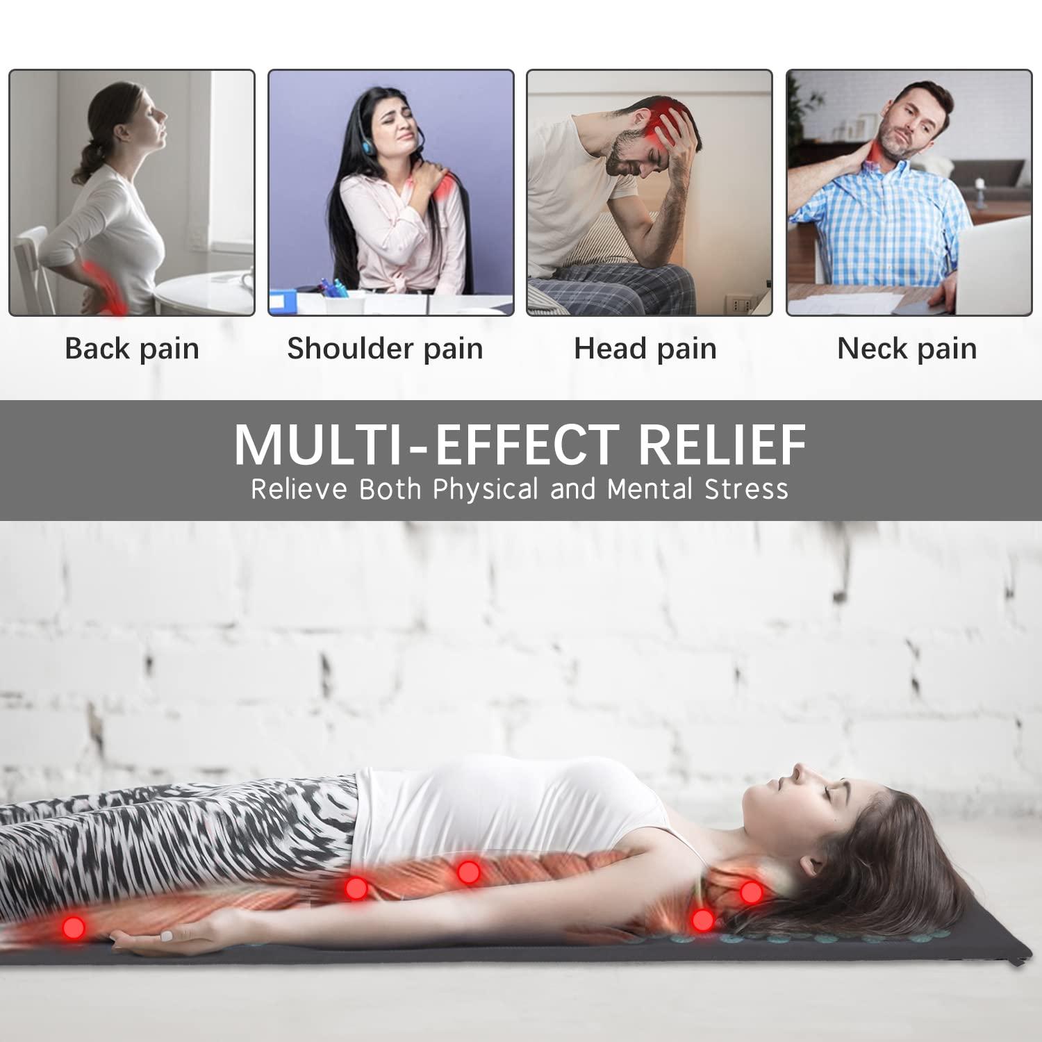 CXCTCT Extra Long Yoga Acupressure Mat Set,Massage Acupuncture Mat Large,Magnetic Mat Acupressure Bed of Nails Neck Back Pain Relief(Grey)