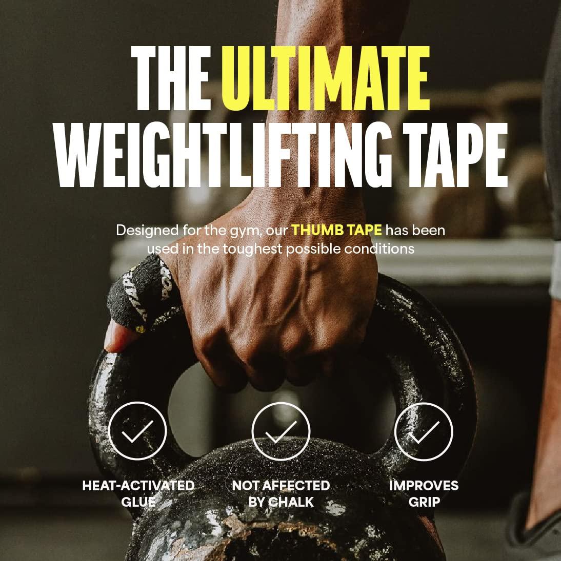 SPORTTAPE SPORTTAPE 3 Rolls Weightlifting Thumb Tape - Punk | CrossFit Tape with Sweatproof Adhesive | Easy Tear Grip Tape | Weightlifting Tape for Hook Grip, Olympic Lifting & Powerlifting - 3.8cm x 4.5m