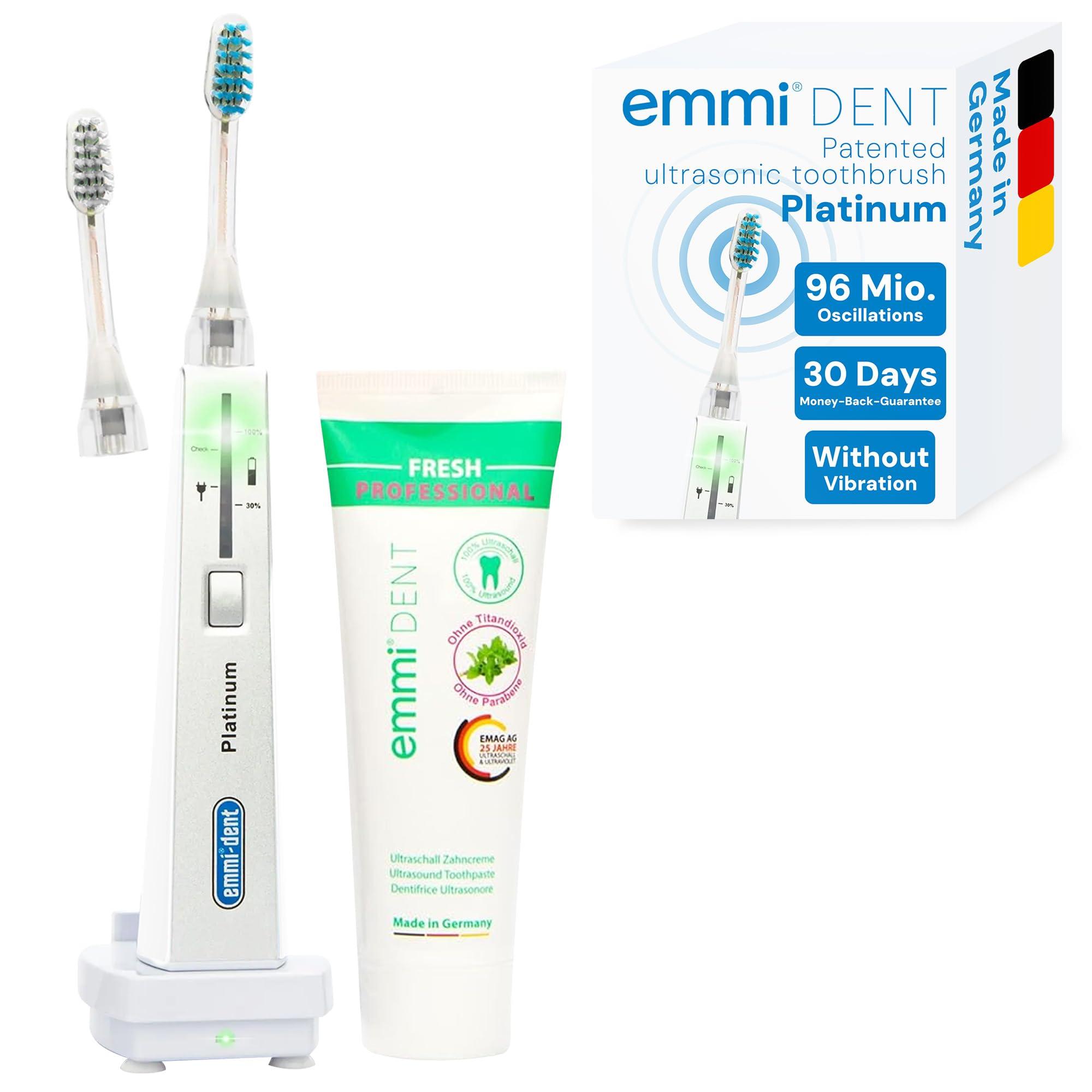 Emmi-dent emmi-dent Platinum Electric Ultrasonic Toothbrush | Gentle & Effective Cleaning | Ideal for Sensitive Teeth & Gums | Rechargeable Smart Care Toothbrush | No Scrubbing | Up to 15 Days Battery Life