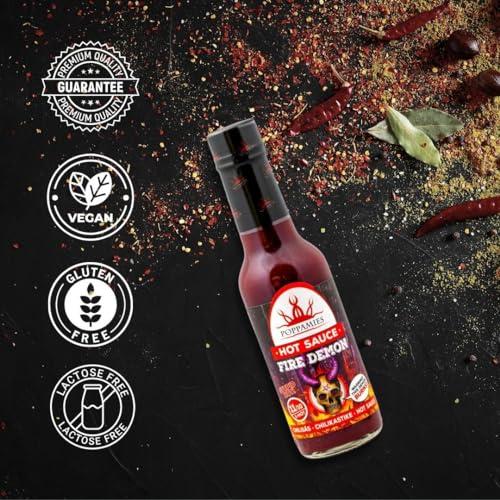 POPPAMIES Poppamies Fire Demon Chili Sauce - Gluten-free, Lactose free, Vegan - Spiciness: 11/10 150ml
