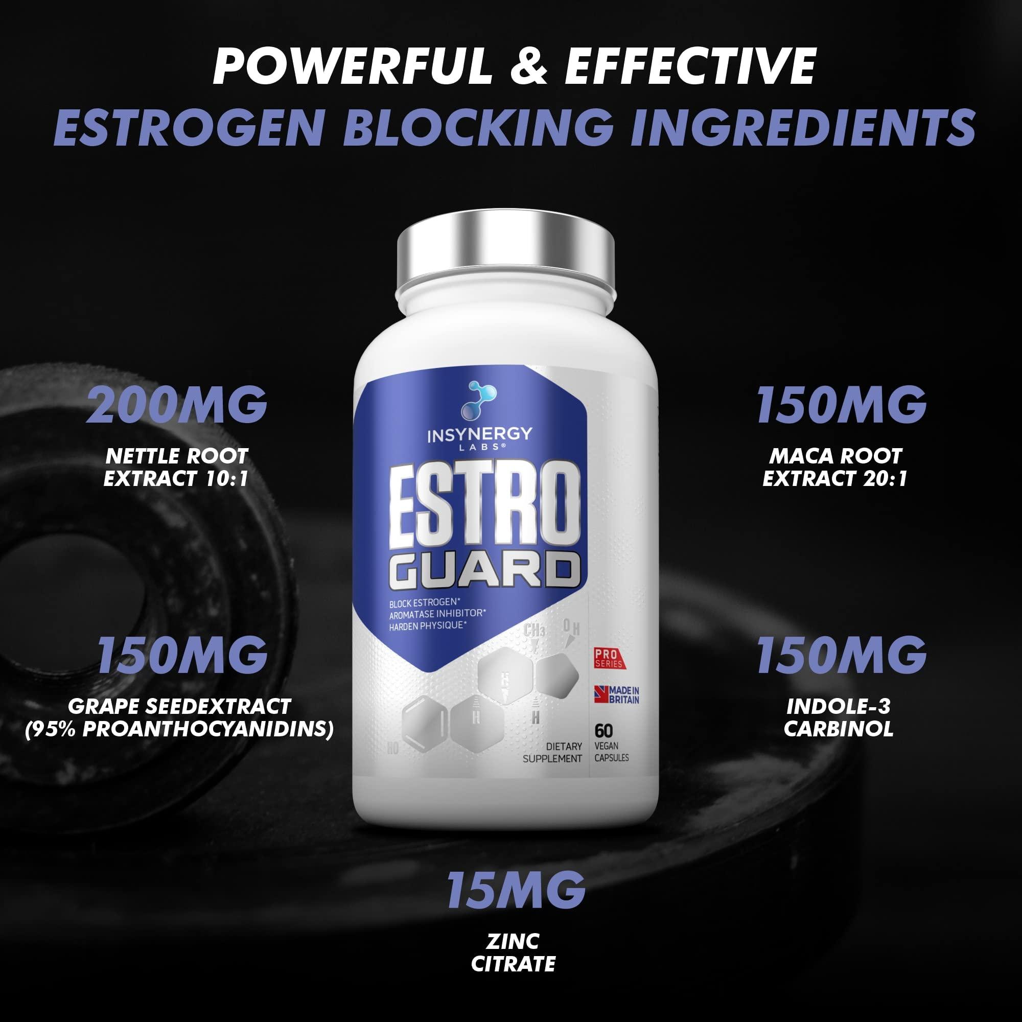 Insynergy Labs Estro Guard Estrogen Blocker for Men (Highest Dosage) Anti Estrogen Tablets PCT Supplements | Muscle Building Supplements, Aromatase Inhibitor, Indole 3 Carbinol Stinging Nettle 60 Vegan Capsules