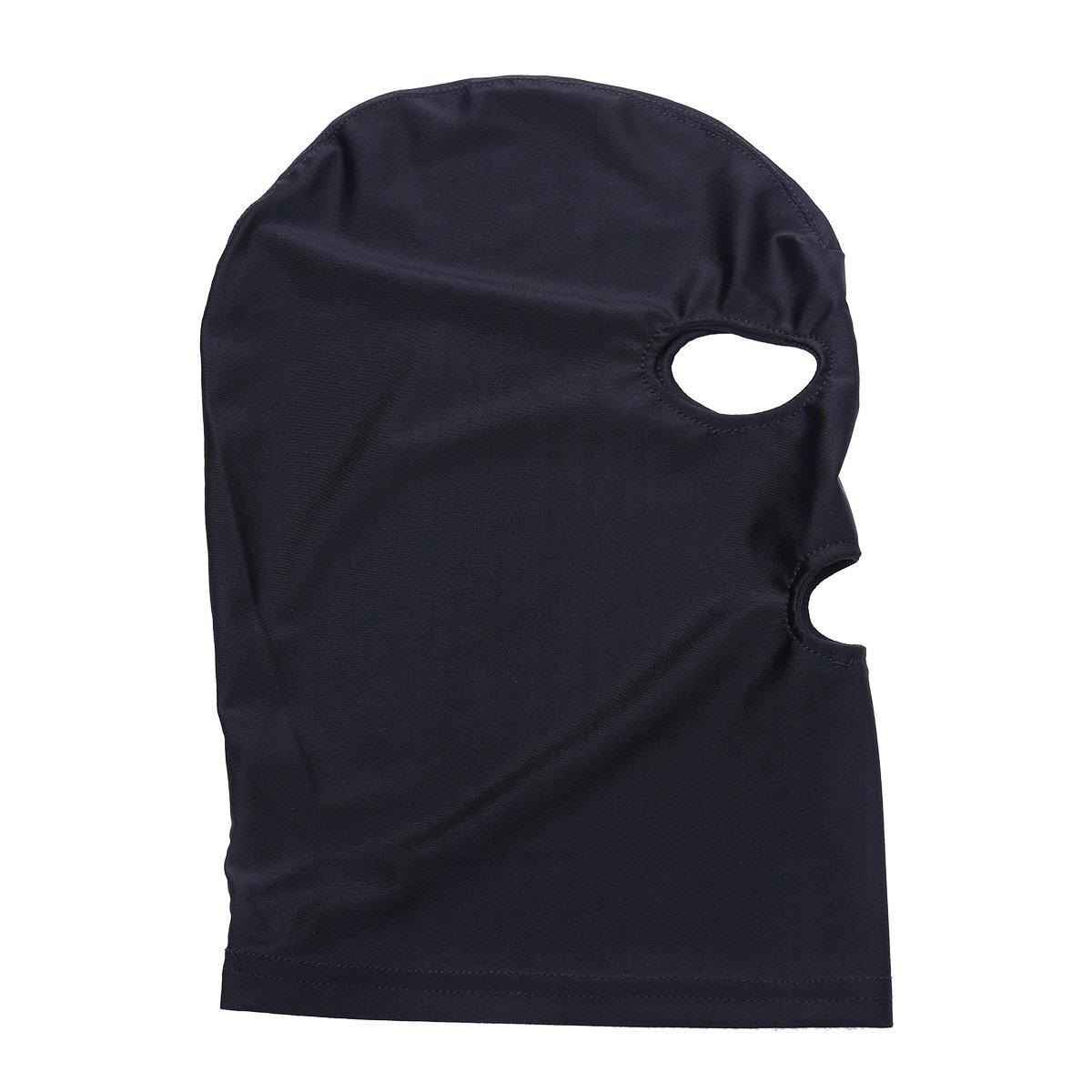 Agoky Agoky Adult Full Face Hood Blindfold Head Mask Spandex Role Play Costume Men Women (1#Black)