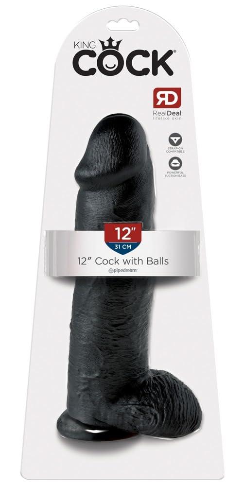 Pipedream King Cock King Cock Cock with Balls Black 12in