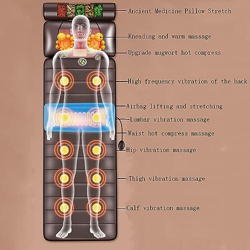 SJHDHDA Full Body Massage Mat with Adjustable Pillows Heating Pads,Massage Mat with Heat 10 Vibrating Nodes,Full Body Massager for Neck and Back Muscle Relaxation Full Body Massage Learned extensively