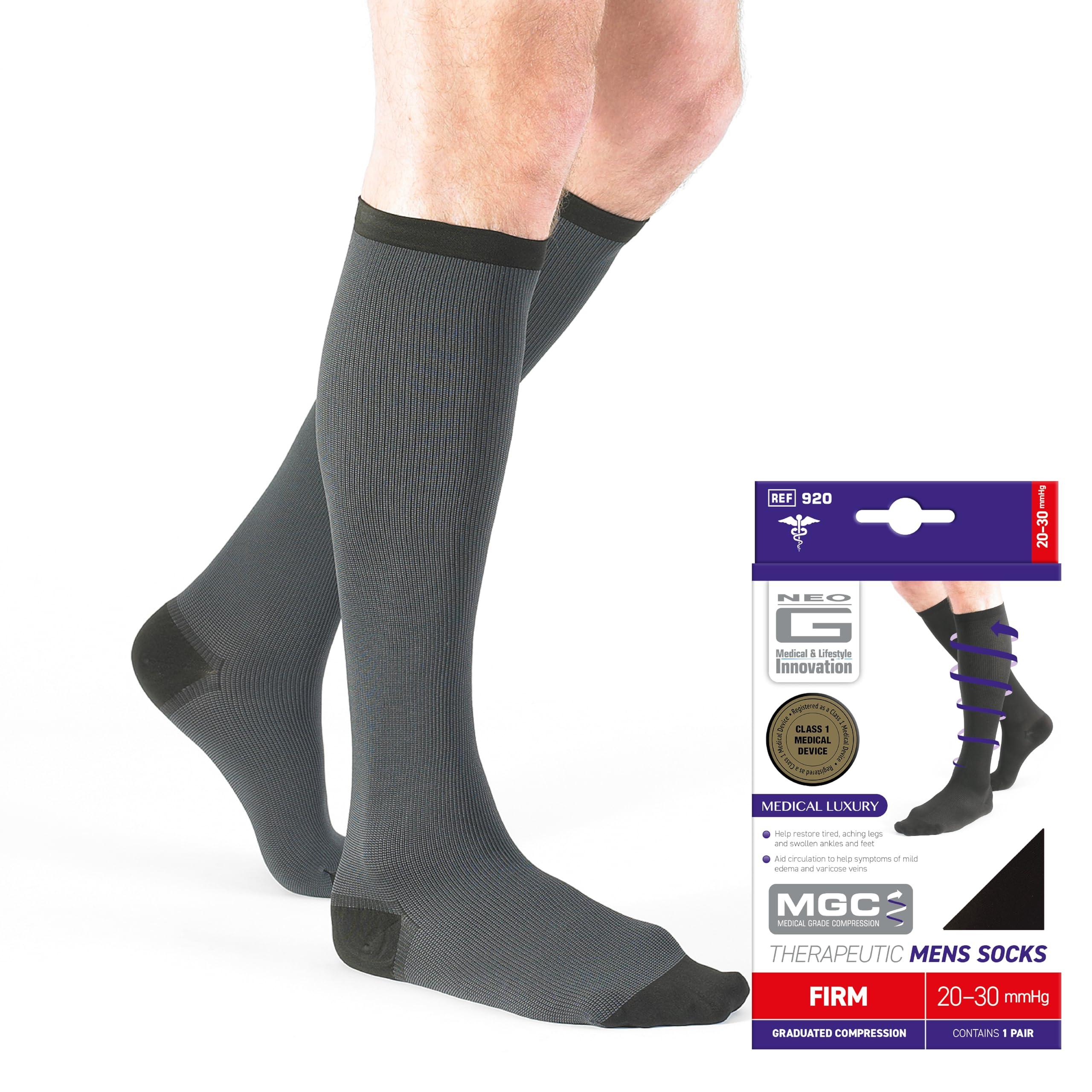 Neo-G Neo G Therapeutic Compression Socks Men 20-30 mmhg knee high - for spider or varicose veins, swollen legs, feet, ankles, treating mild edema. Mens compression socks for swelling - Black - M