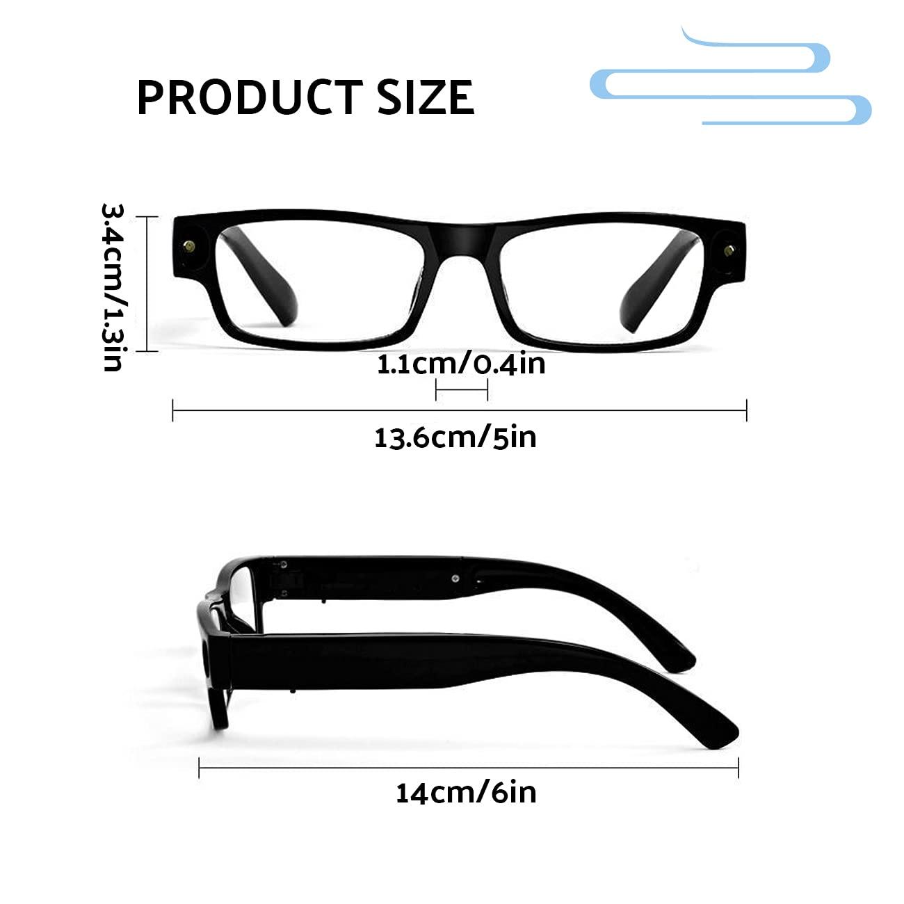 Lnobern ZhiLianZhao Reading Glasses with Led Light, Magnifying Eyeglasses with USB Charging, Not Easy to Break, Easy to Carry for Unisex Lighted Nighttime,Black,3.5