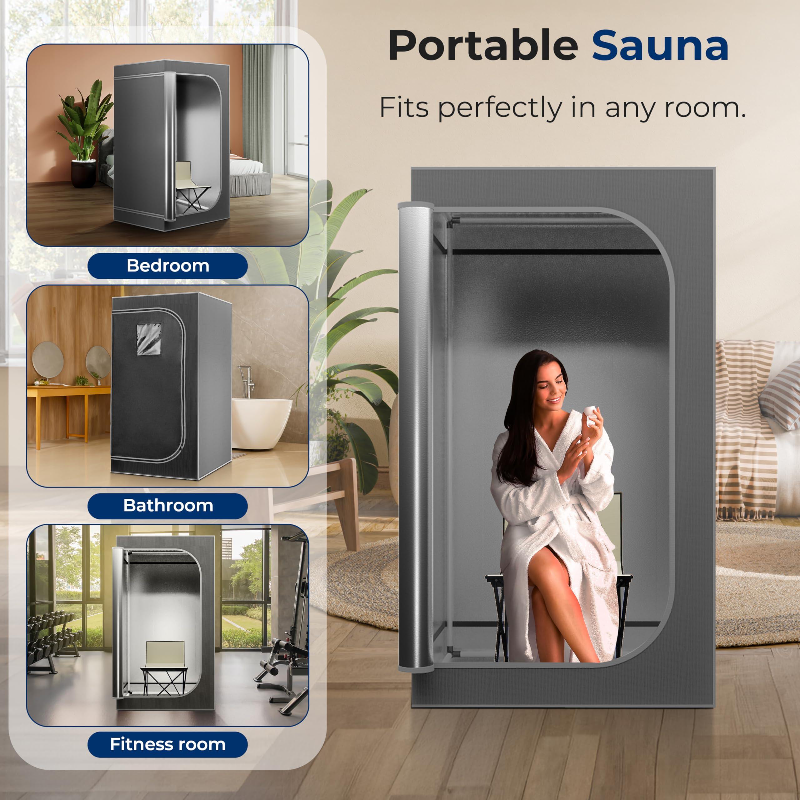 SereneLife SereneLife Portable Sauna, Full Size Infrared Home Spa, indoor sauna tent, steam room, home sauna tent, steam sauna tent, One Person Sauna box for home, with Free Heating Foot Pad and Portable Chair