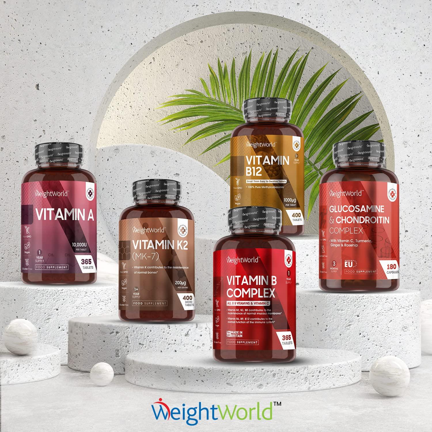 WeightWorld Vitamin K2 MK7 200mcg - 1 Year Supply - 365 Vegan K2 Vitamin Tablets (Not Vitamin K2 Capsules) - High Strength Menaquinone MK-7 - Gluten-Free K2 Vitamin Supplement for Bones