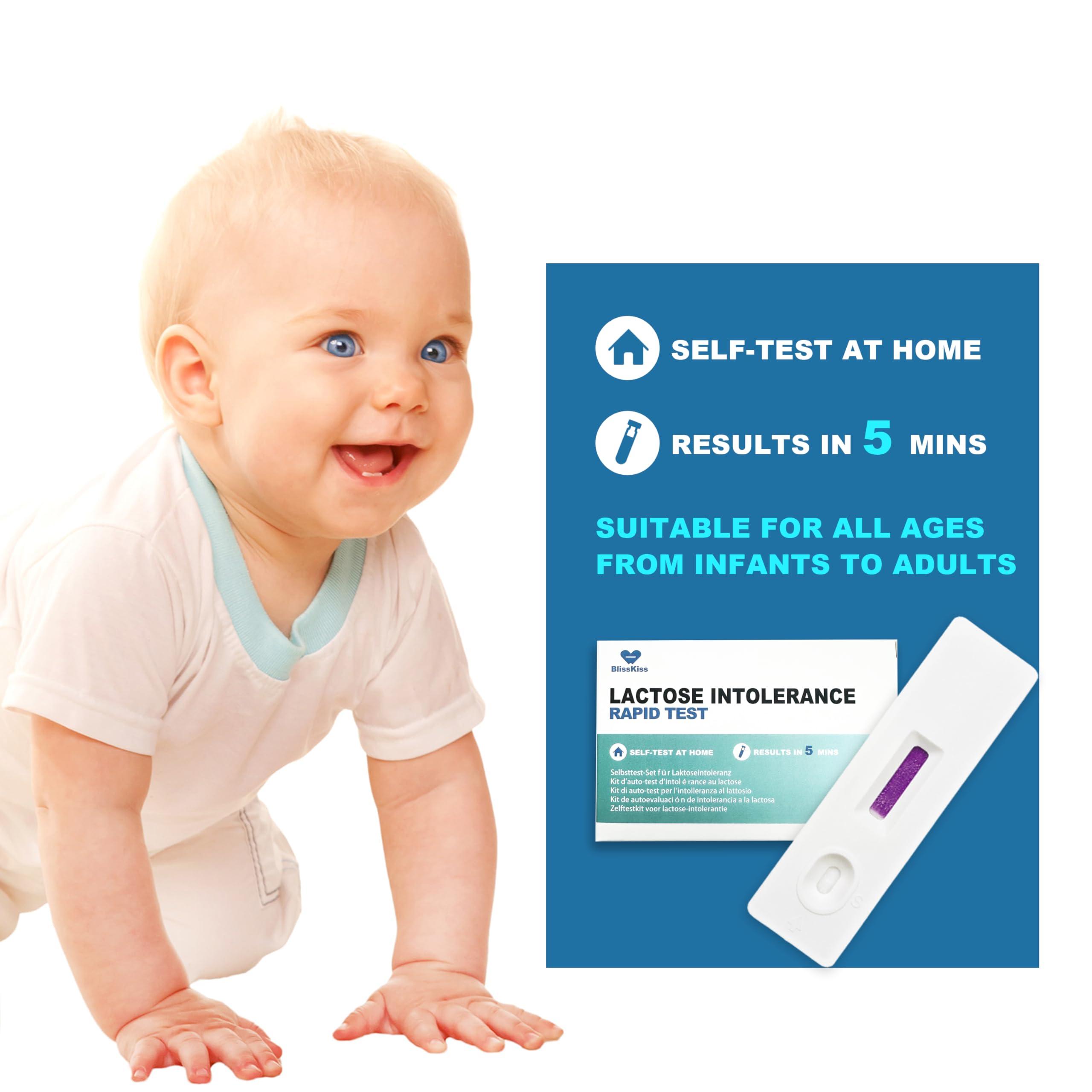BlissKiss BlissKiss Lactose Intolerance Test Kit - Quick, Accurate Home Self-Test Kit for Infants & Adults, Includes Multi-Language Instructions, 5-Min Results, Easy 4-Step Process