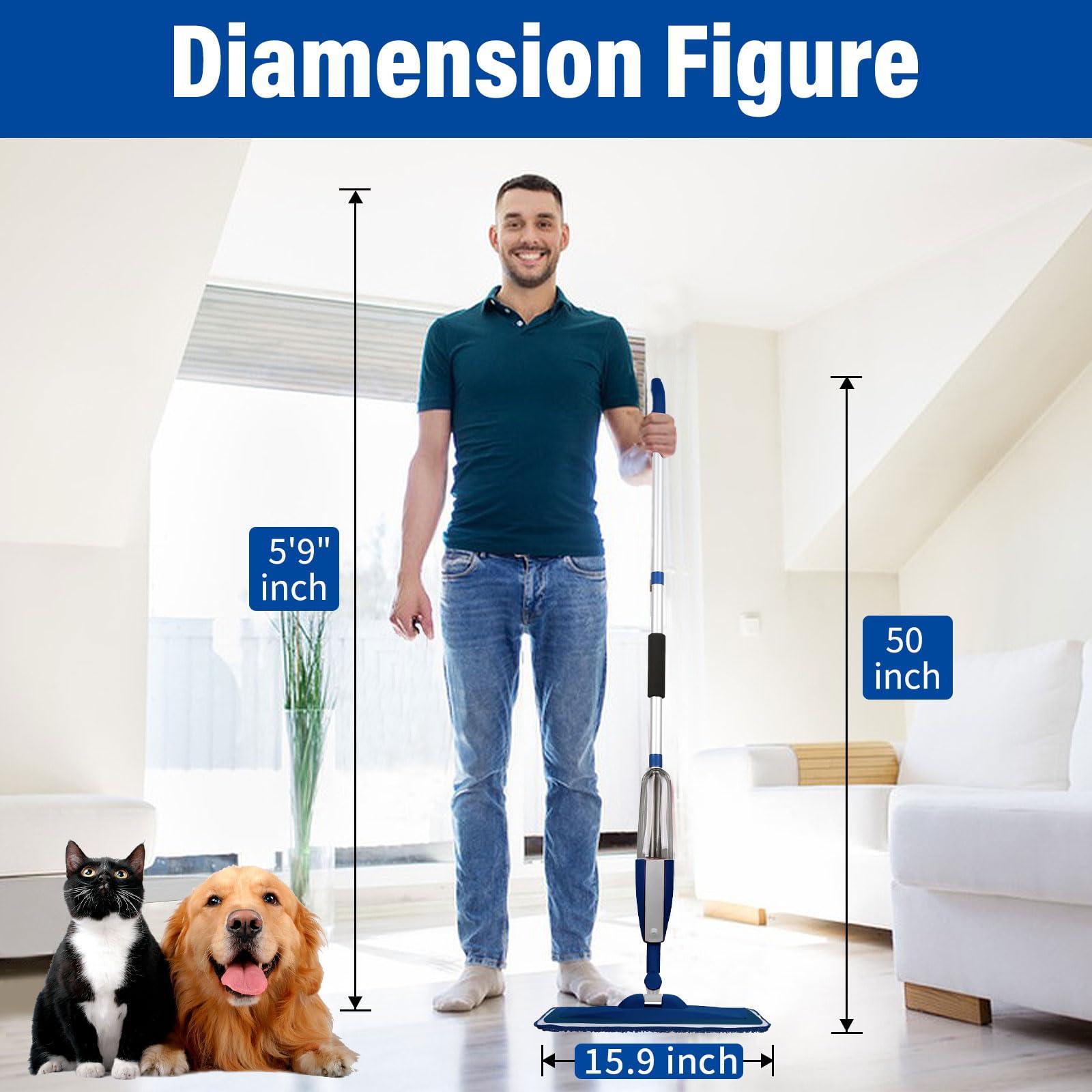 Panda Grip Mops for Floor Cleaning Wet Spray Mop with 14 oz Refillable Bottle and 3 Washable Microfiber Pads Home or Commercial Use Dry Wet Flat Mop for Hardwood Laminate Wood Ceramic