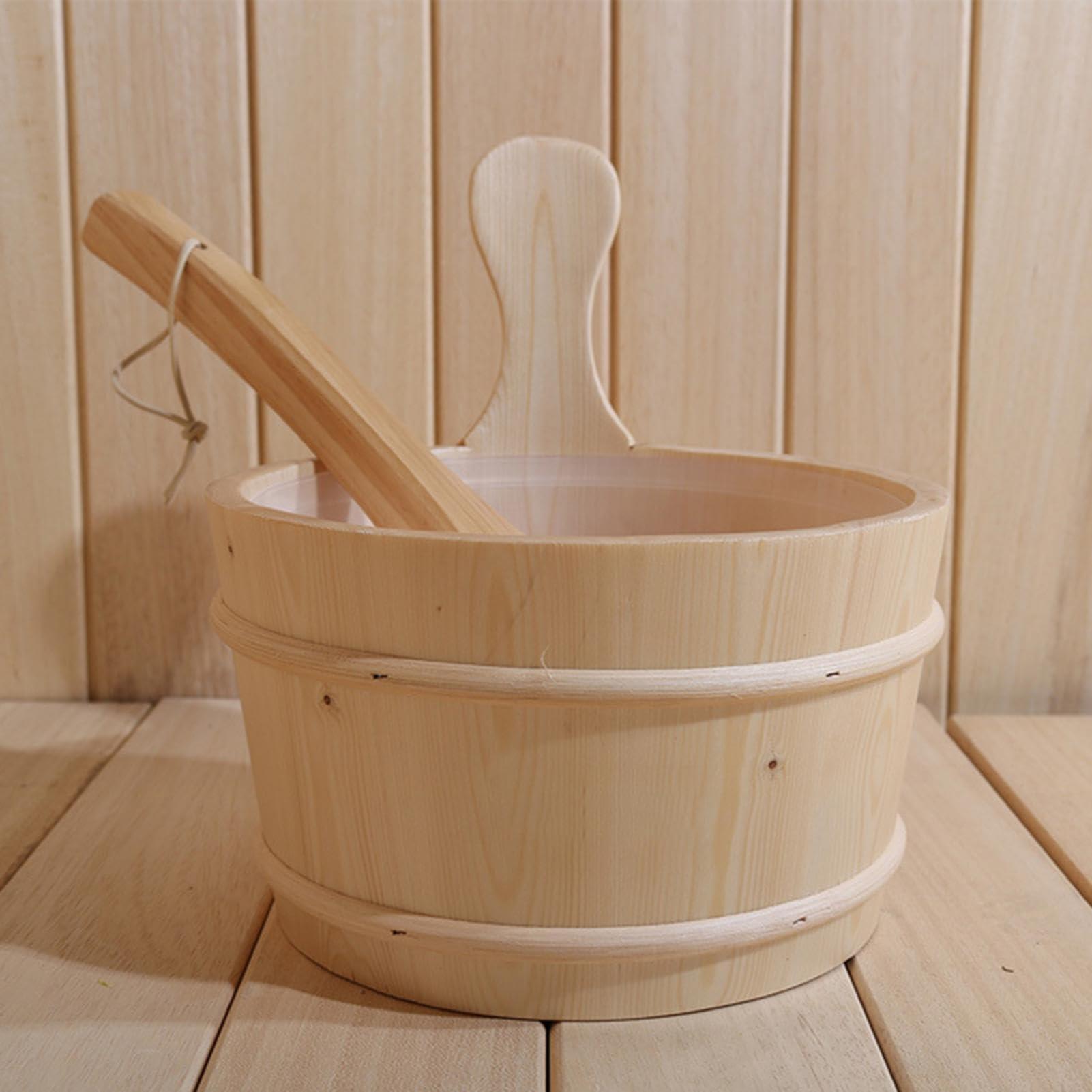Xinhuju Sauna Accessories Kit - Wood Sauna Kit, Wood Sauna Barrel Set | 4L Sauna Accessories Wood Wood Bucket, Set Sauna Water Bucket Wood Ladle Kit, Gift for Friends, Parents, Grandparents for Shower
