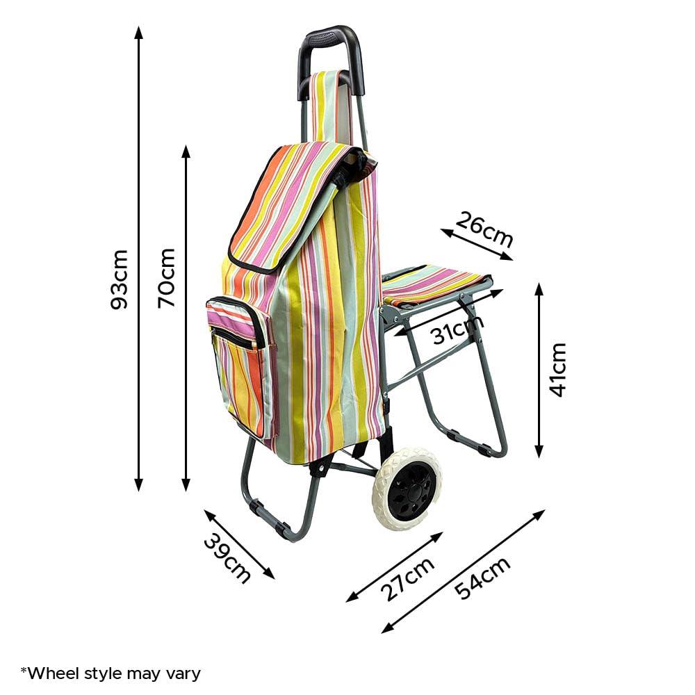 Lifemax Lifemax Leisure Shopping Trolley with Seat Lightweight, Foldable, Large Capacity with Easy-Roll Wheels, Perfect for Groceries, Travel, & Outdoor Use and Great for Senior Mobility