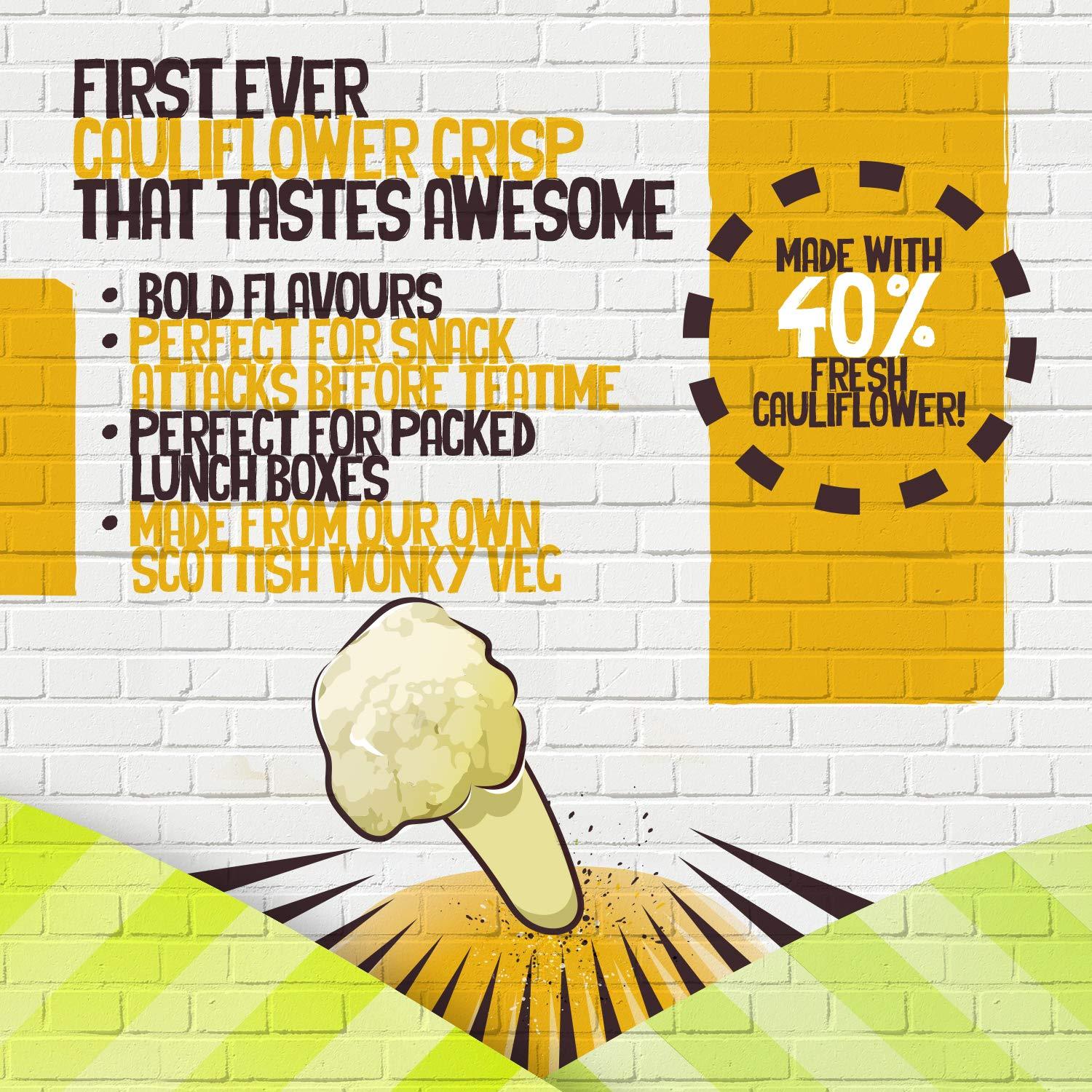 Nudie Snacks Healthy Snacks - Cauliflower Crisps by Nudie Snacks - Perfect Snack food for Kids Lunchboxes and Health Conscious Adults - 100% Vegan + Gluten Free - Katsu Curry (80g Sharing Bags)