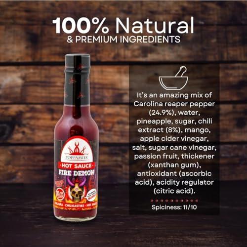 POPPAMIES Poppamies Fire Demon Chili Sauce - Gluten-free, Lactose free, Vegan - Spiciness: 11/10 150ml