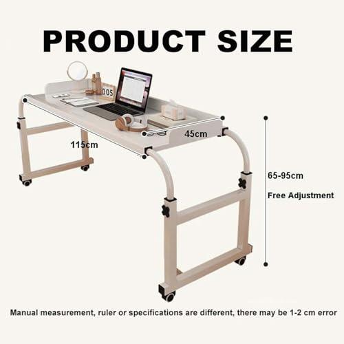 FreshCart Basics Bed Desk Over Table,Over Bed Table Adjustable Height, Overbed Desk With Wheels, Over Bed Tables Mobile, Hospital Bed Table, Overbed Table for Home and Hospital (Black)