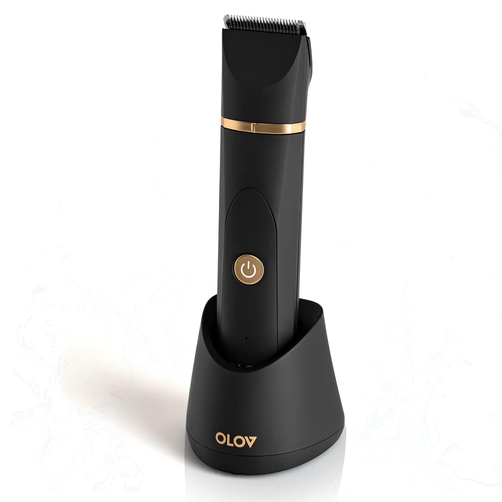 OLOV OLOV Body Groomer Men, Ball Trimmer Shaver for Men with Nose Hair Trimmer, Detachable Ceramic Blade Electric Groin Hair Trimmer, USB Recharge Dock, Waterproof Electric Razor Male Grooming Kit