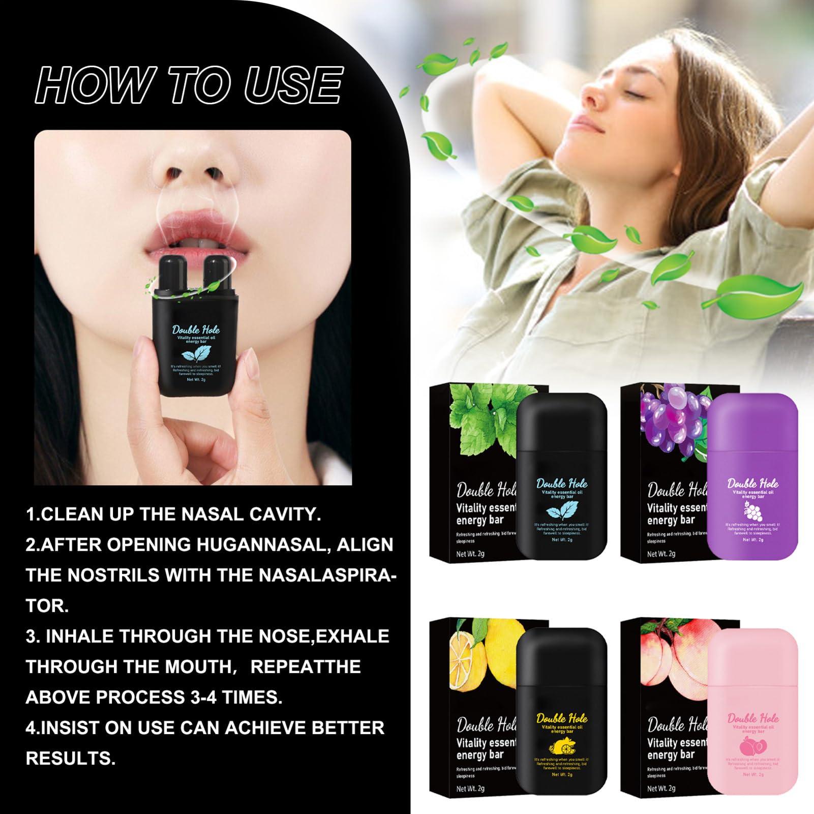 Hudhowks Nasal Inhaler, Two- Nasal Inhaler Stick, Double Aromatherapy Nasal Stick, Refreshing Nasal Cooling Stick, Portable Personal Diffuser Sniffer Stick For Vitality Energy Oil, Boost Energy