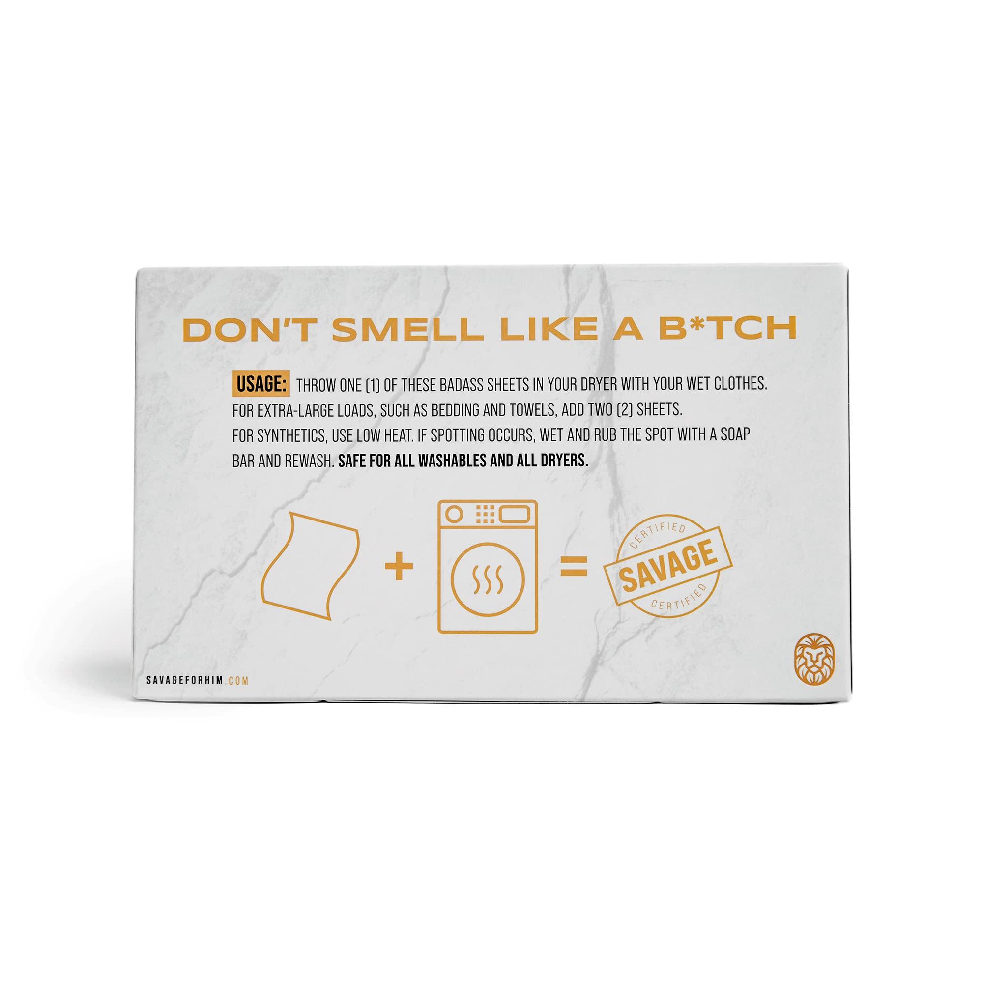 Savage for Him Savage for Him - Laundry Fabric Softener Dryer Sheets for Men - Premium Scented Dyer Sheets - Warrior Scent - No Plastic Jug - Compact & Travel-Friendly - 40 Sheets