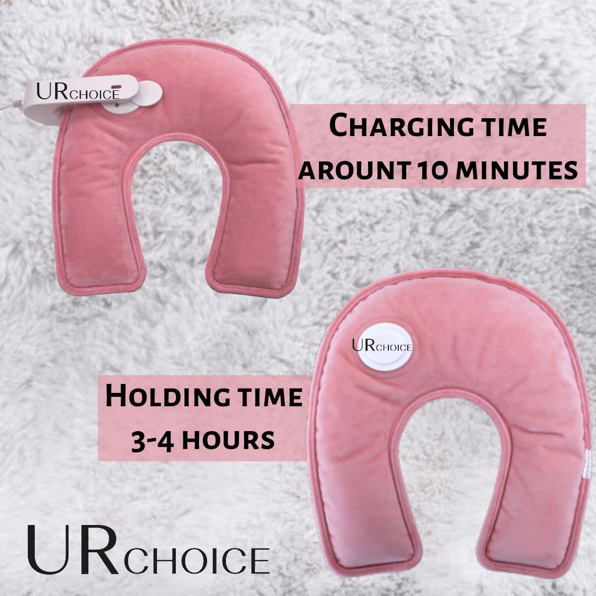 UR CHOICE UR CHOICE Rechargeable Electric Hot Water Bottle | U-Shape Neck Heat Pad | Soft & Fast Heating Hand Warmer | Ideal for Pain Relief & Massage | Cozy Pink