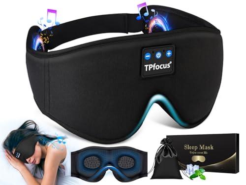TPfocus TPfocus Sleep Mask Headphones Bluetooth Sleep Headphones, Wireless Sleep Headphones for Side Office, Air Travel, Cool Tech Gadgets (3D-Classic Black)
