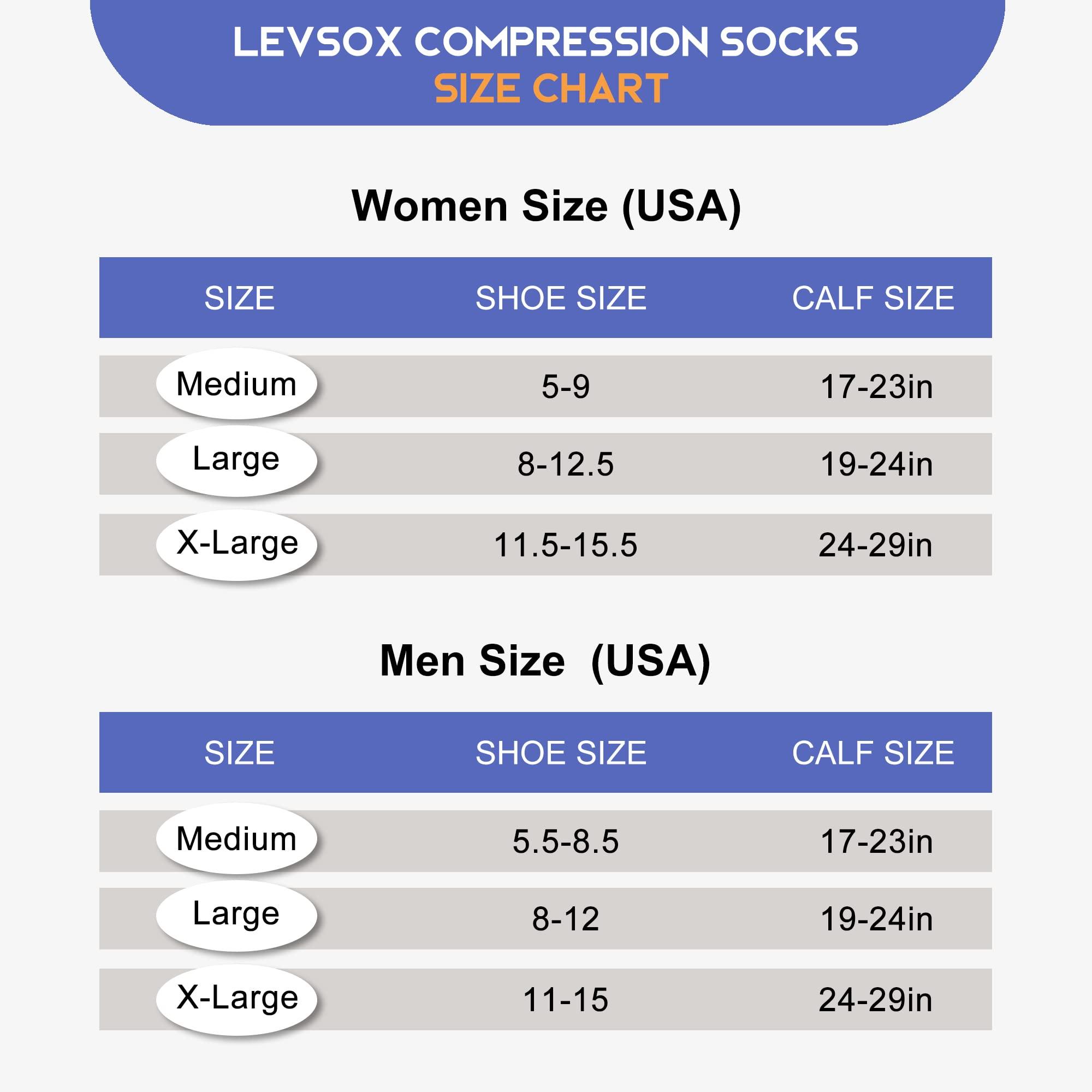 LEVSOX LEVSOX Plus Size Compression Socks for Women Men Wide Calf Extra Large 15-20 mmHg Knee High Sock for Nurses Pregnant Travel, 3 Pairs/Black Mix Patterns, XL