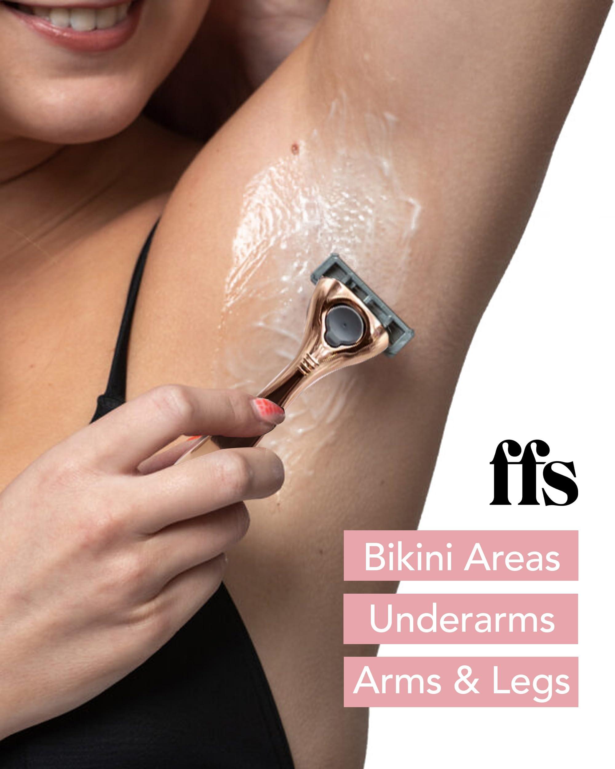 FFS FFS Beauty Shaving Essentials - Premium Razor, Diamond-coated Titanium 6-Blade Cartridge & Shower Holder