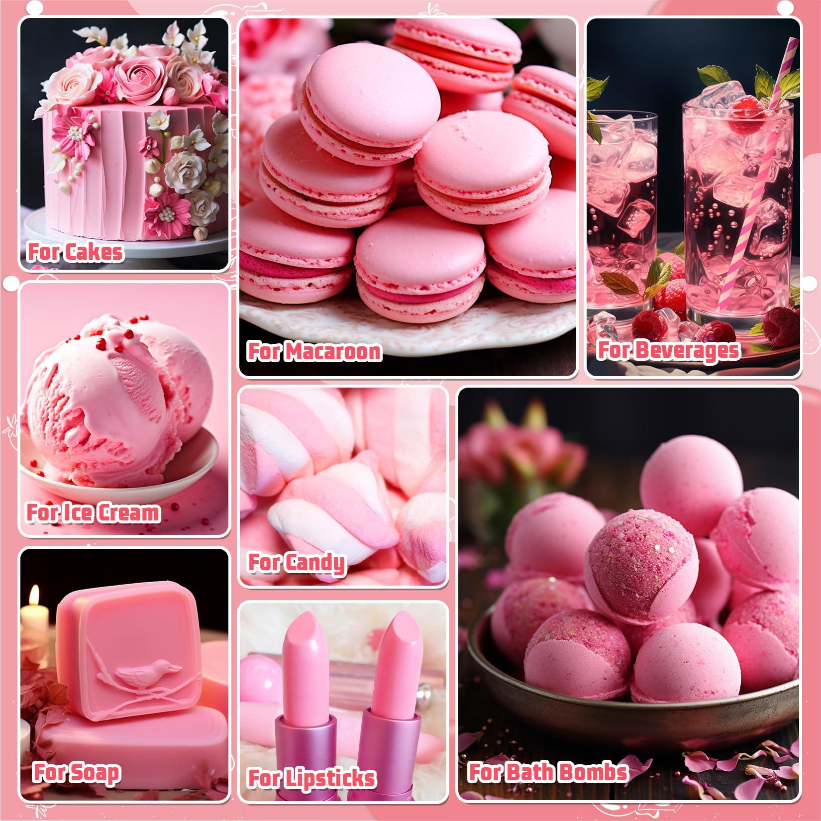 HXDZFX Pink Food Colouring Gel - Concentrated Gel Food Colour for Baking, Cake Decorating, Candy, Macaron, Icing and Cooking - Neon Food Dye for Slime Making and DIY Crafts - 30ml2 Bottles