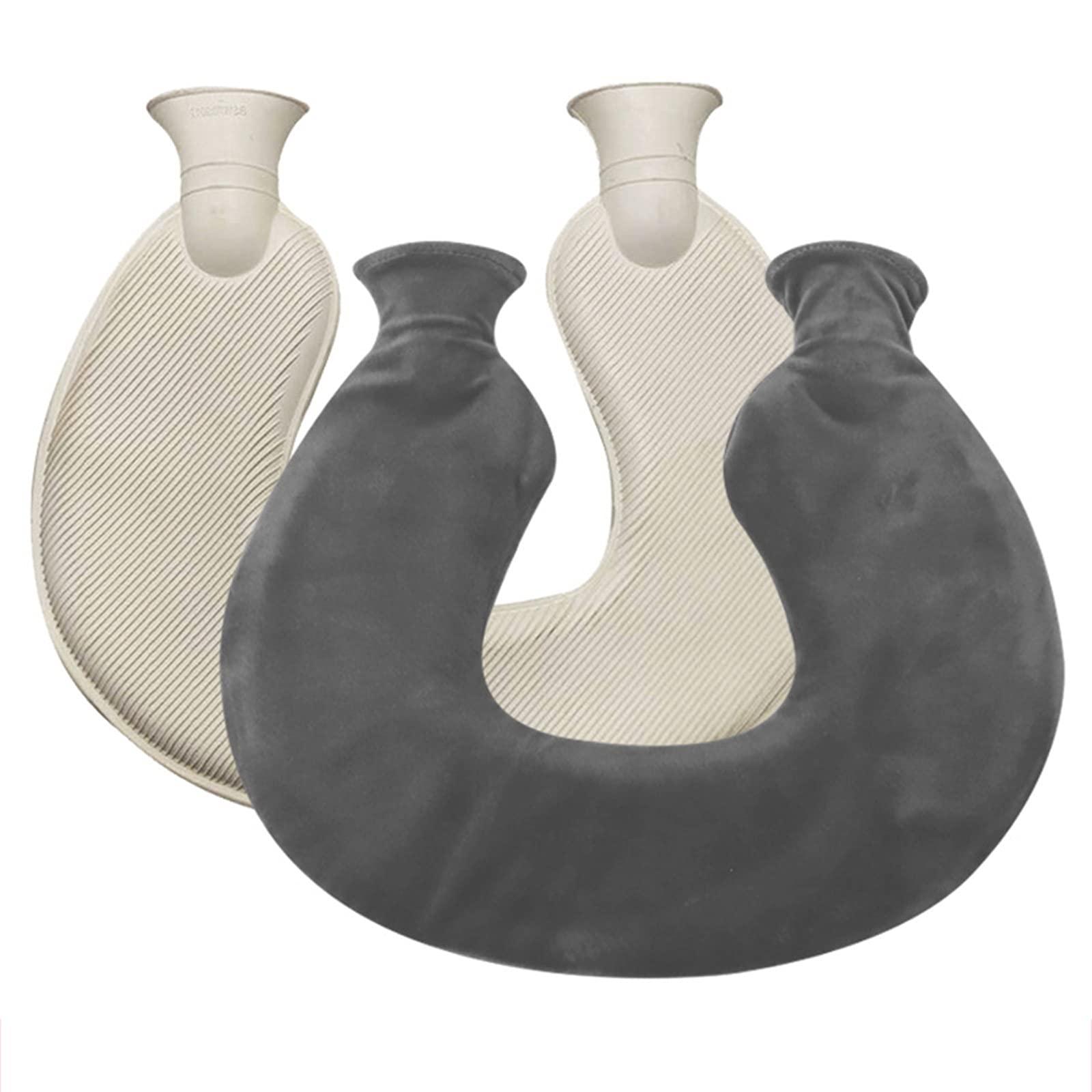 BcofoA Neck hot Water Bottle, a hot Water Bottle Used to Relieve Neck Pain, a Cordless Heating Neck Brace That relieves Stiffness, with a Plush Cover That can be Washed. (Color : Gray)