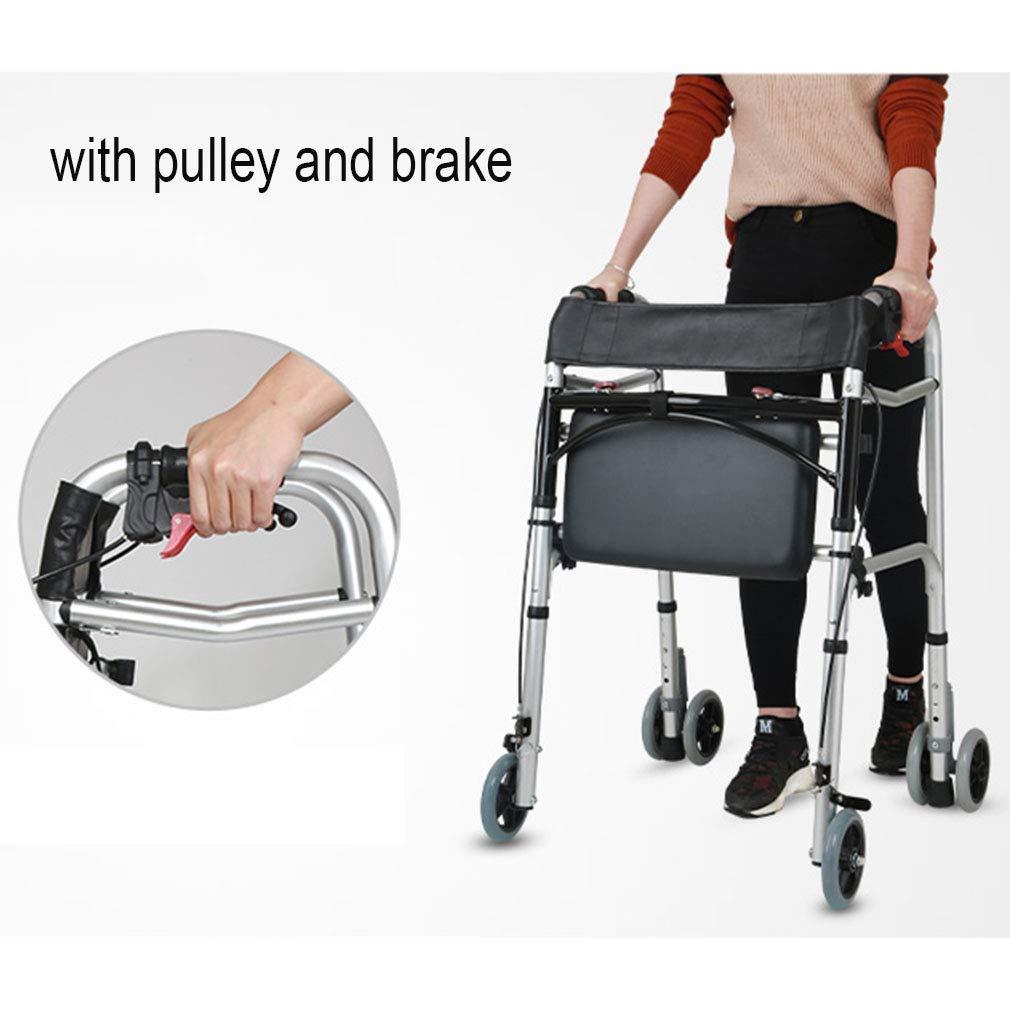 NATWEE Walker,Shower Commode Chair with Pot for Seniors | Folding Rollator Walker with 4 Wheels - Adjustable Height - Walking Frame Transport Chair with Handbrake and Flip Leather Seat It's so Kind of You