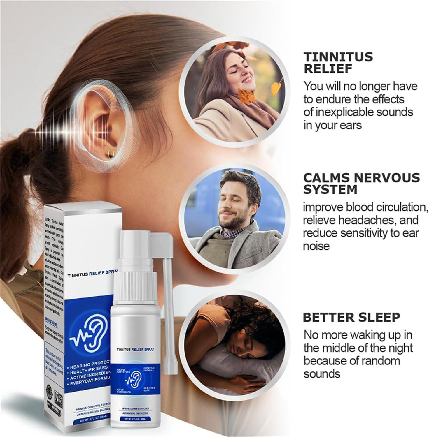 AFGQIANG Luhaka Tinnidrop Tinnitus Relief Spray, 2023 New Tinnitus Relief for Ringing Ears-Spray, Earwax Cleaning Care Spray - Stop Tinnitus (3pcs)
