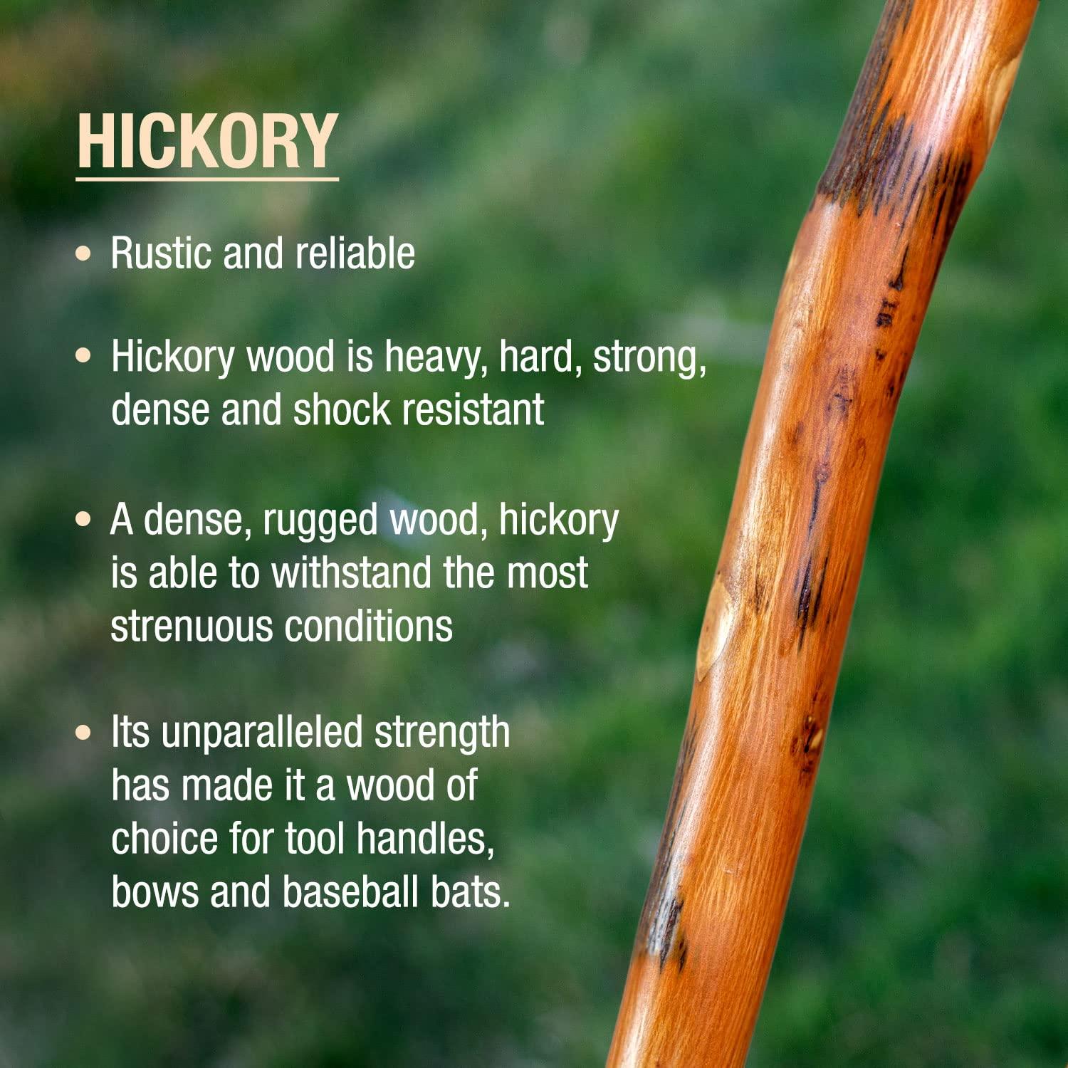 Brazos Brazos Walking Sticks Free Form Hickory Handcrafted Wood Trekking Pole, Made in USA, 58-Inch